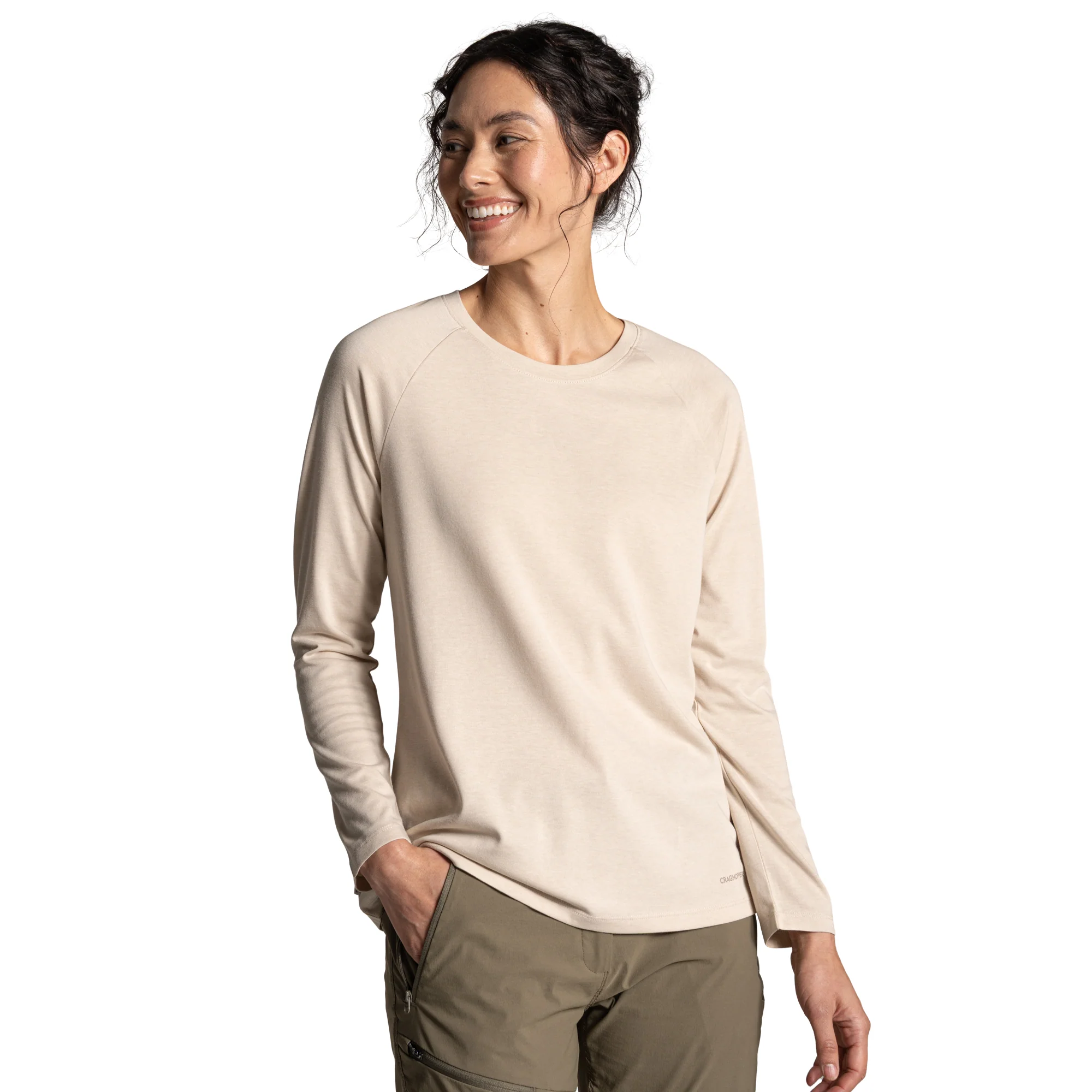 Craghoppers Women's Nosilife Nour Long Sleeve Technical Top (Oyster Marl)