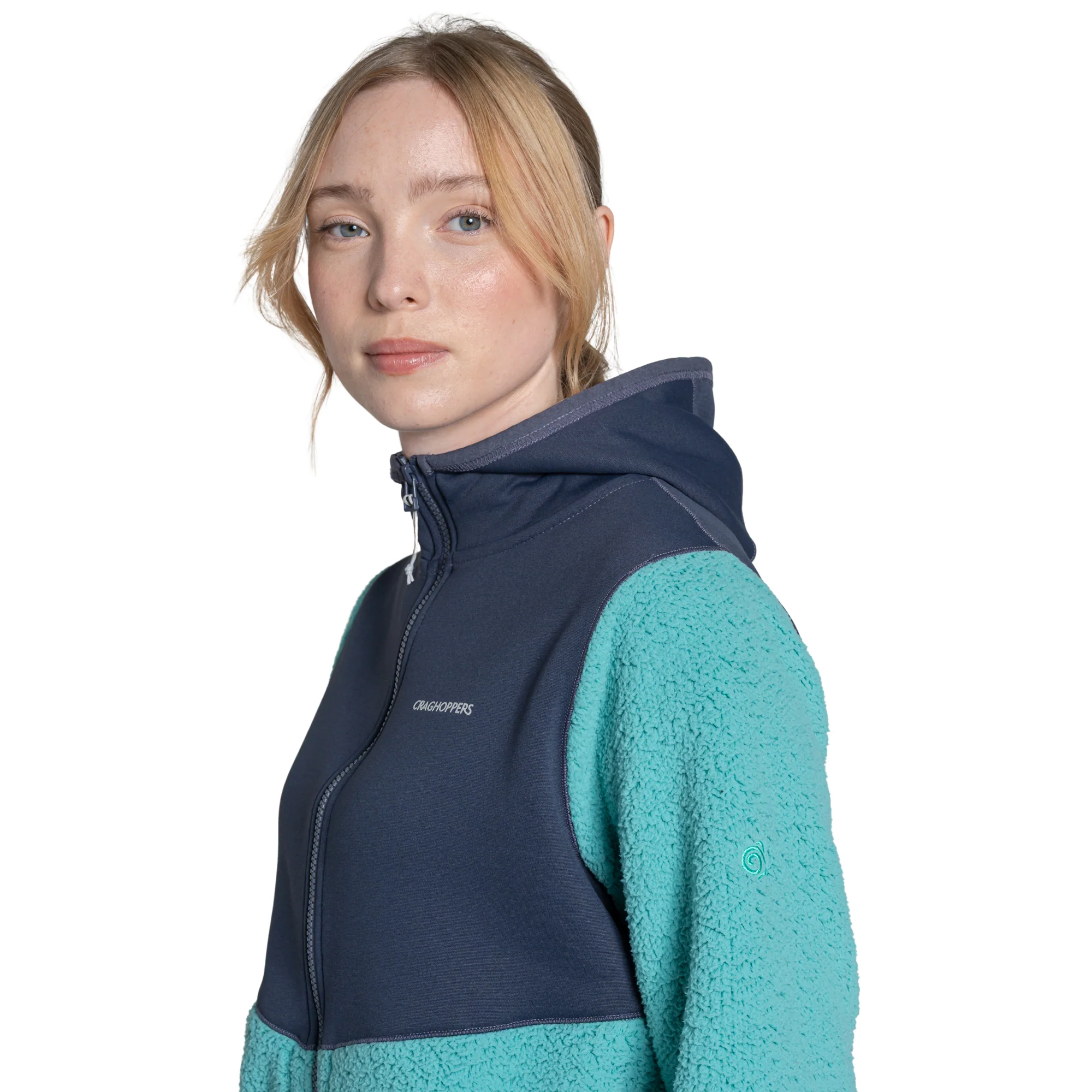 Craghoppers Women's Telesto Hooded Full Zip Fleece (Glazed Aqua/Anthracite) - Image 4