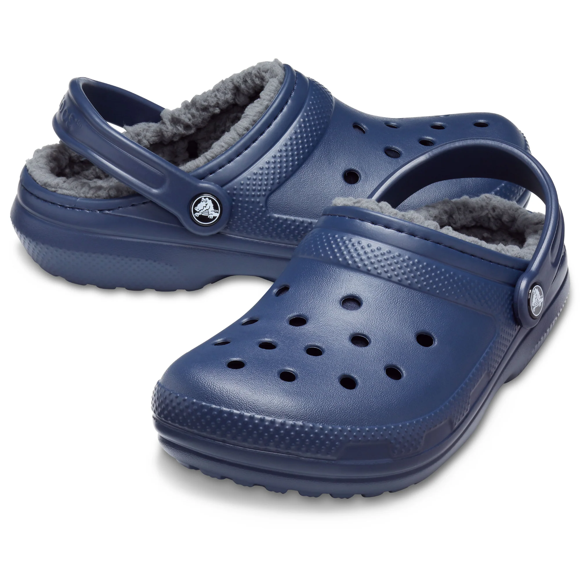 Crocs Unisex Classic Fuzz Lined Clog (Navy/Charcoal) - Image 6