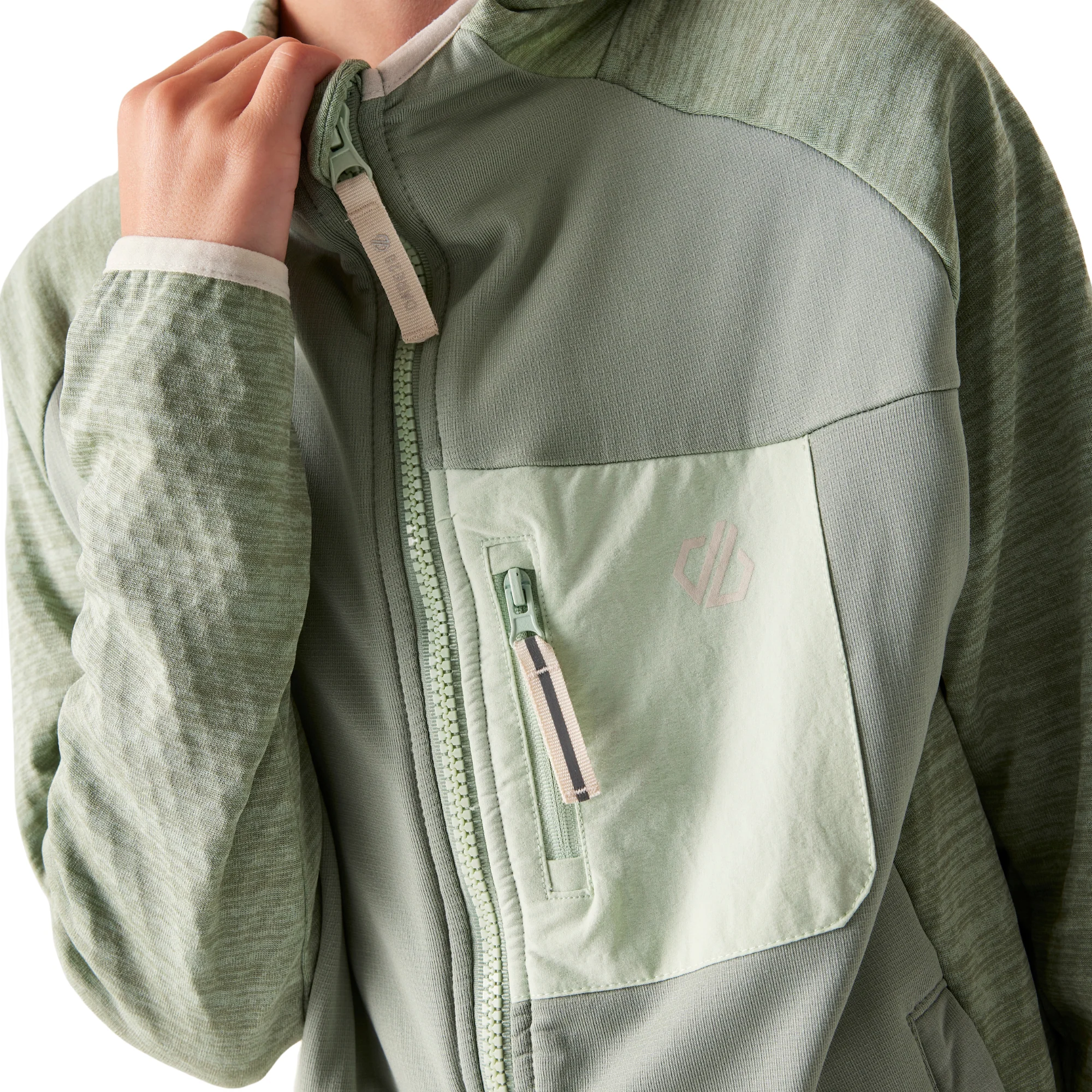 Dare 2B Kids Expedition Midlayer UPF50 Hooded Full Zip Fleece (Glacier Green) - Image 3