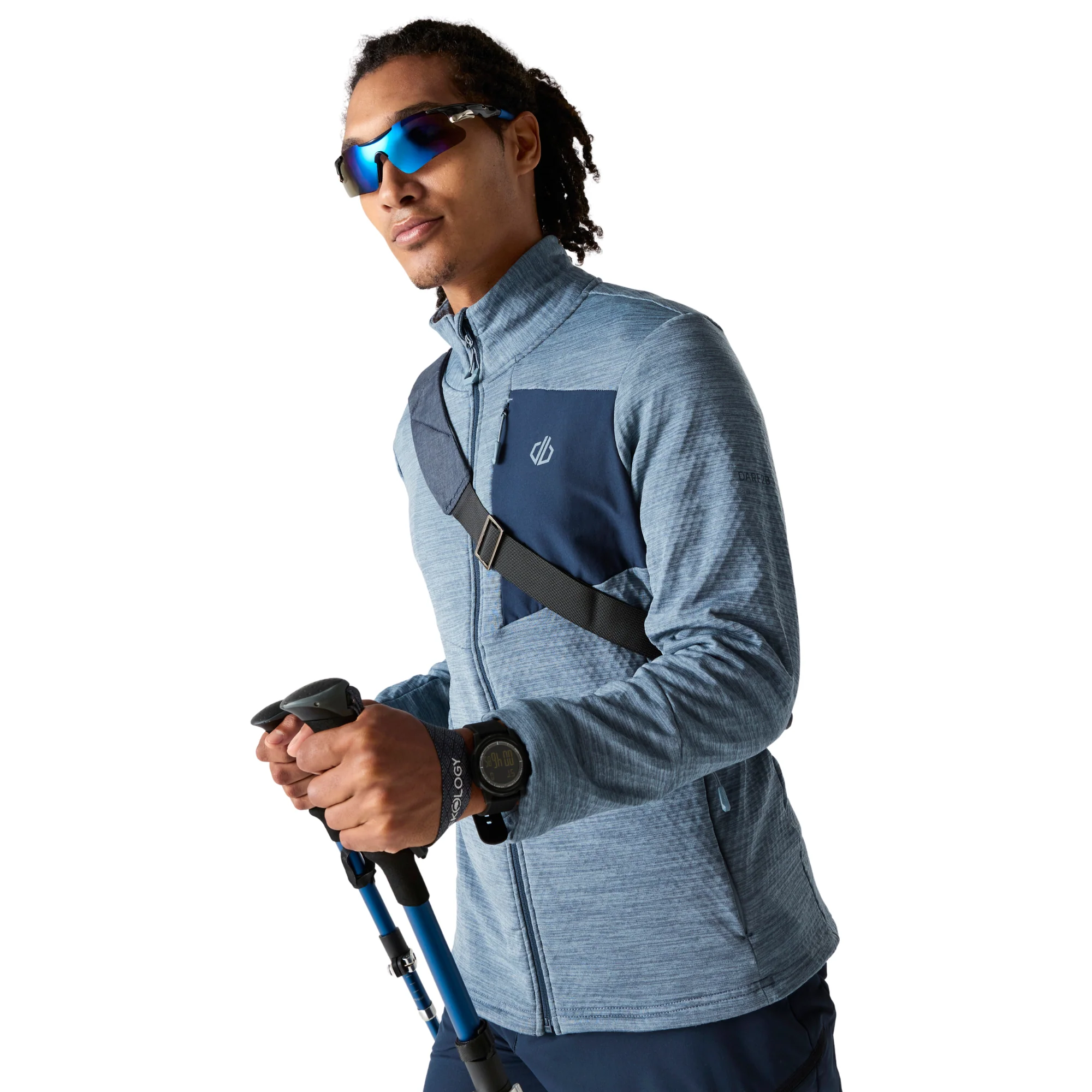 Dare 2B Men's Venture Stretch Midlayer Full Zip Fleece (Mercury/Navy) - Image 3