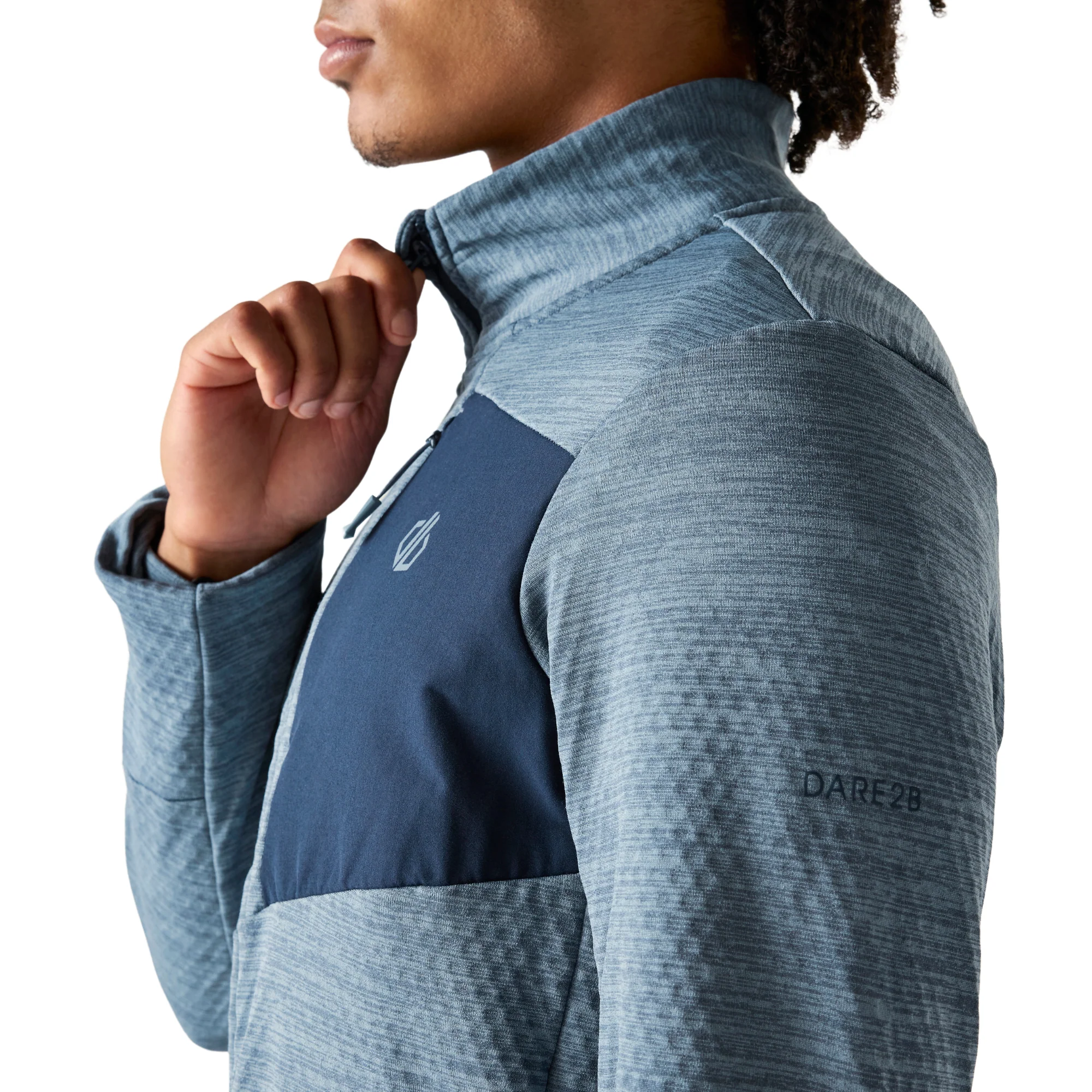 Dare 2B Men's Venture Stretch Midlayer Full Zip Fleece (Mercury/Navy) - Image 5