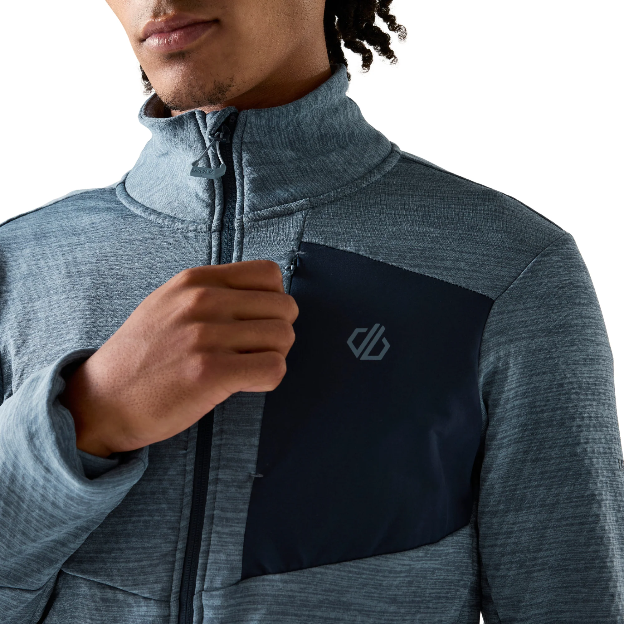 Dare 2B Men's Venture Stretch Midlayer Full Zip Fleece (Mercury/Navy) - Image 6