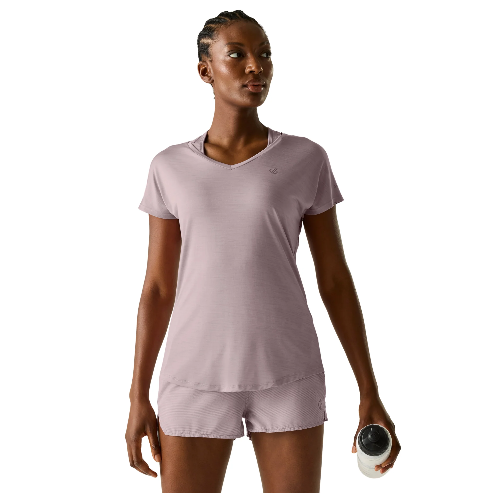 Dare 2B Women's Vigilant Short Sleeve V Neck Technical Tee (Mauve Shadow)