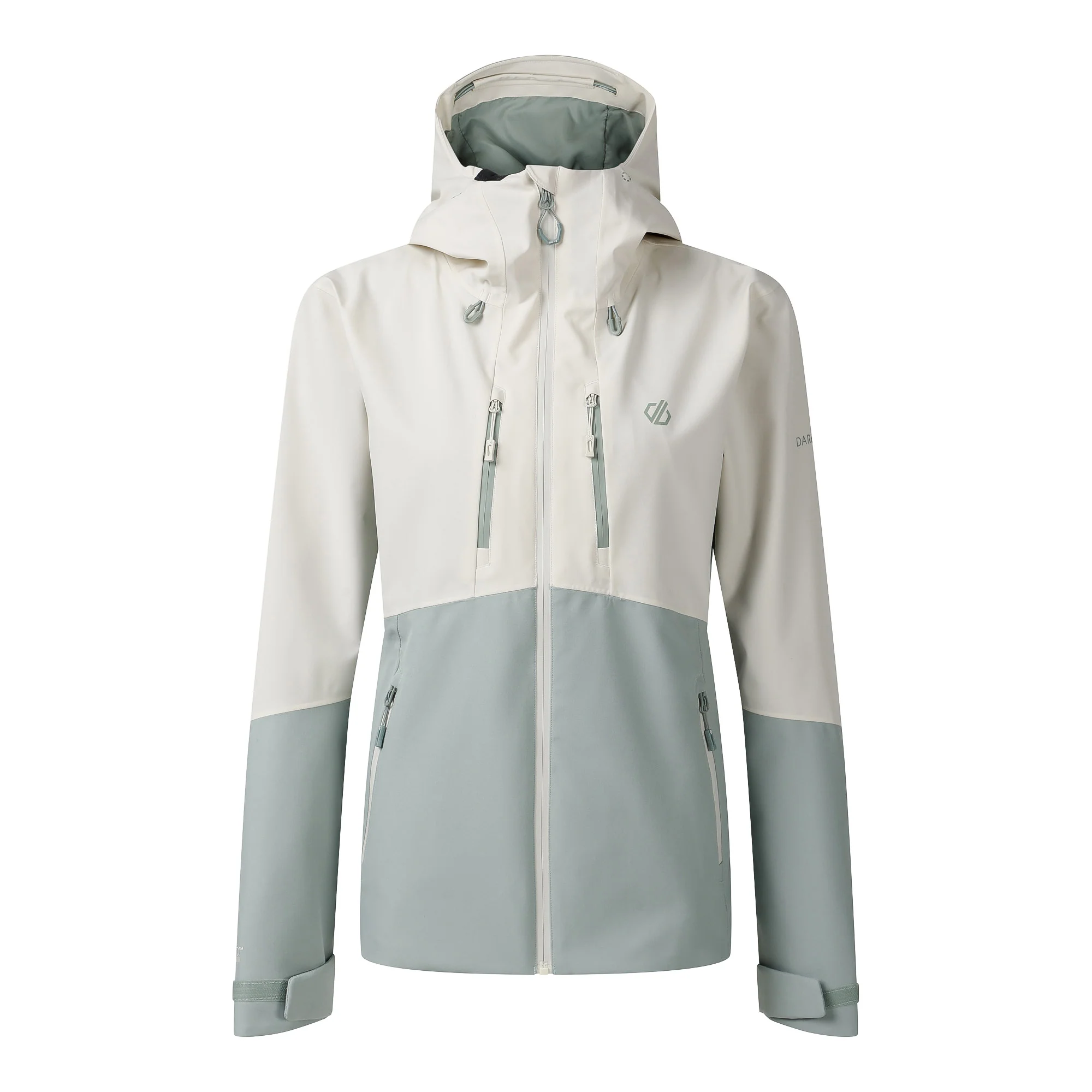 Dare 2B Women's Diverging II Hooded Waterproof Jacket (Almond Milk/Glacier Green) - Image 10
