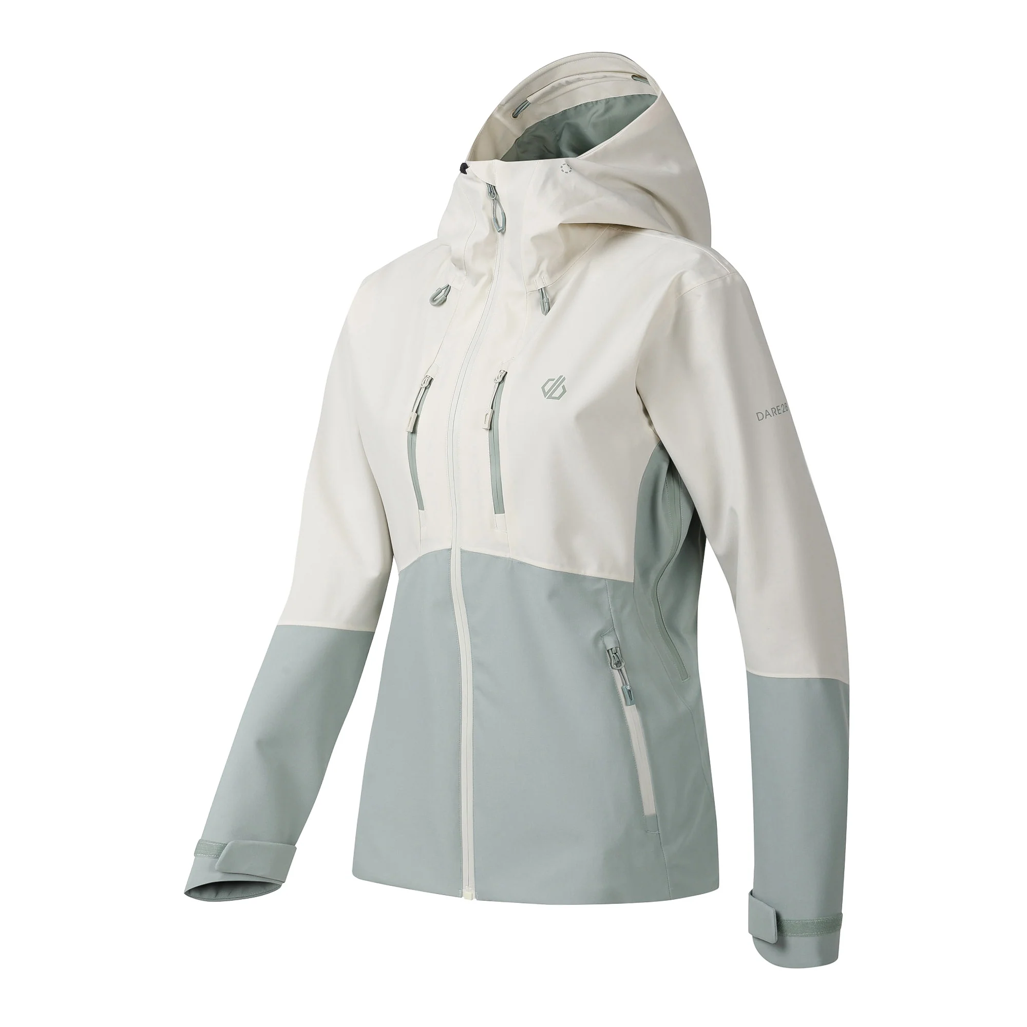 Dare 2B Women's Diverging II Hooded Waterproof Jacket (Almond Milk/Glacier Green) - Image 11