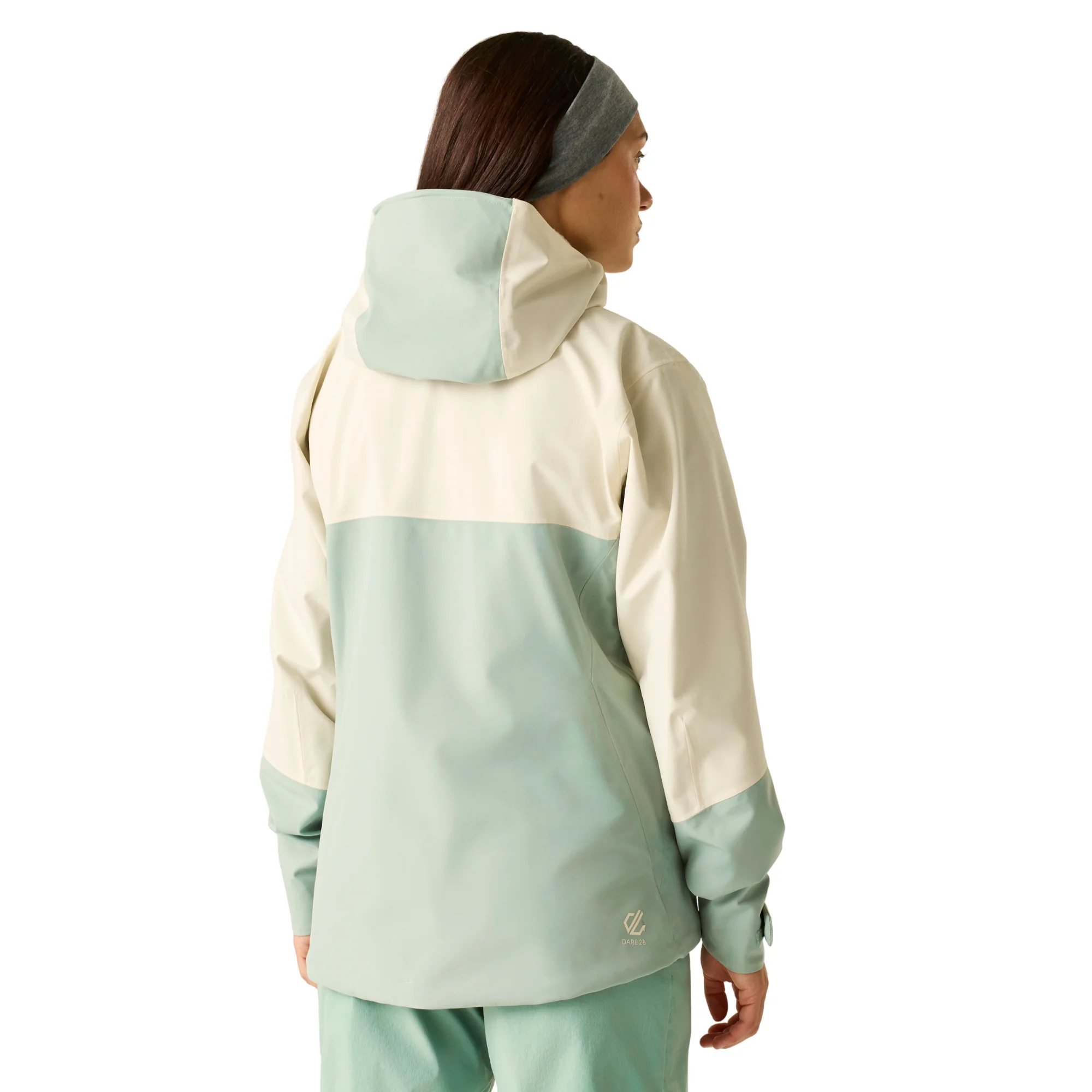 Dare 2B Women's Diverging II Hooded Waterproof Jacket (Almond Milk/Glacier Green) - Image 2