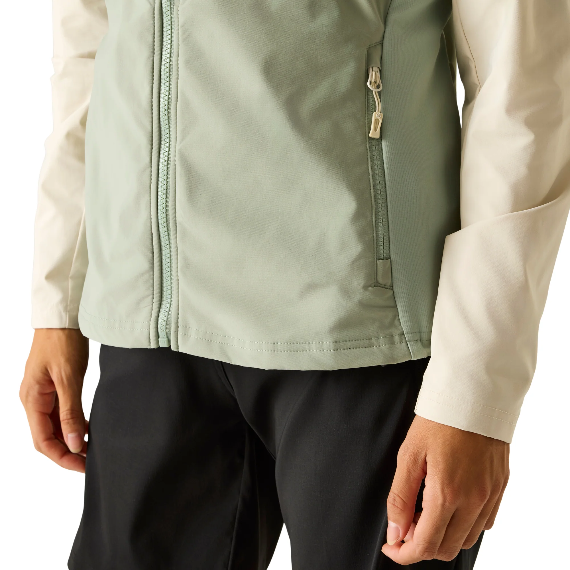 Dare 2B Women's Nomadic UPF50 Hooded Softshell Jacket (Almond Milk/Glacier Green) - Image 3