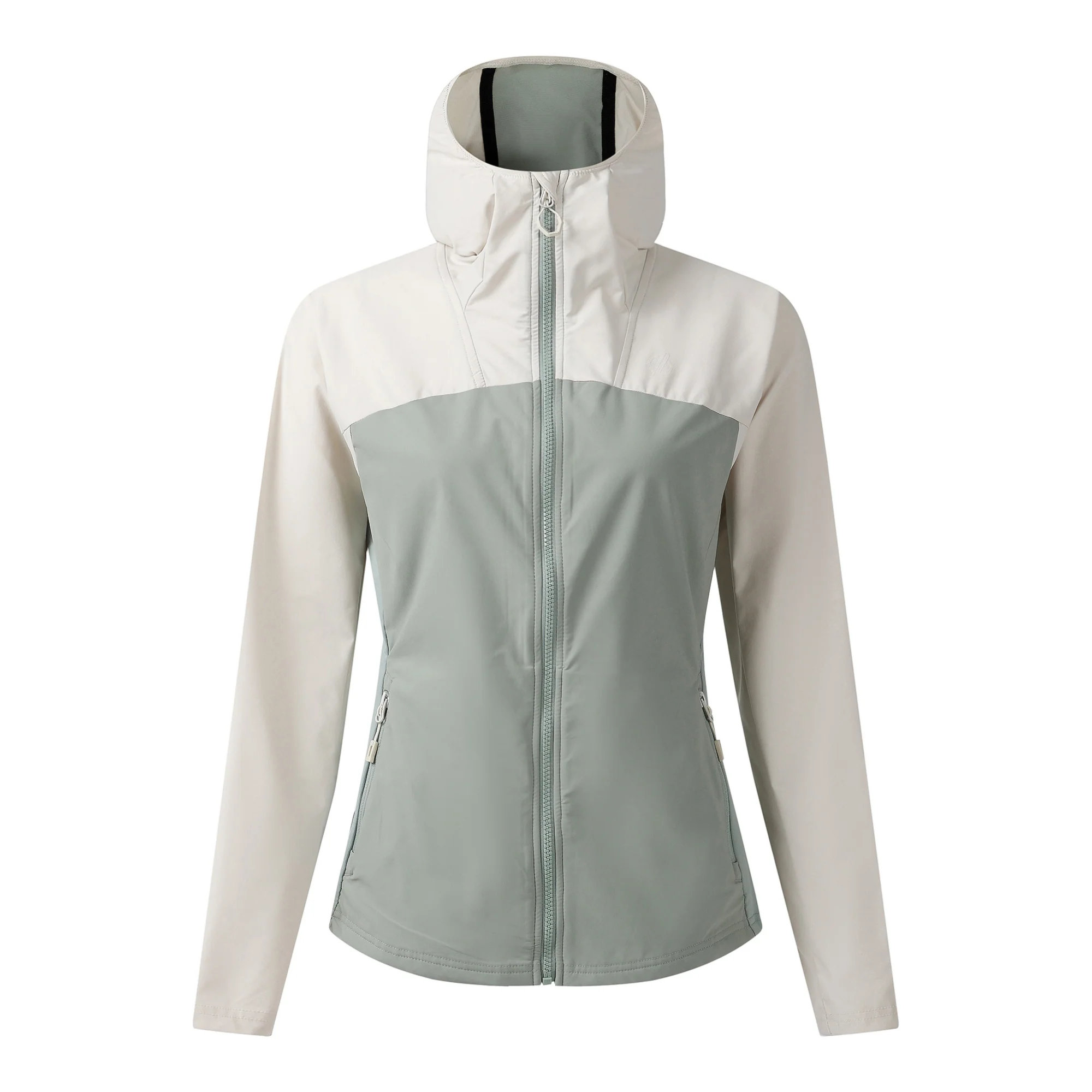 Dare 2B Women's Nomadic UPF50 Hooded Softshell Jacket (Almond Milk/Glacier Green) - Image 8
