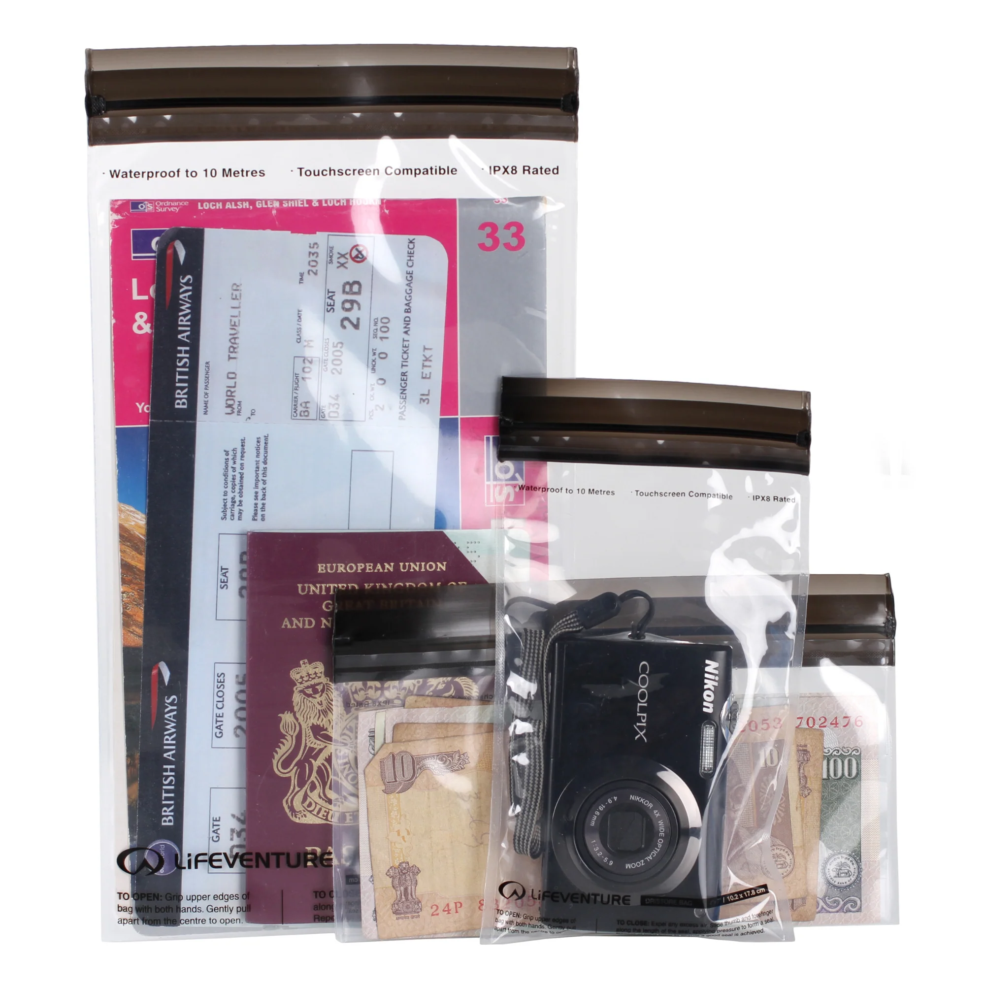 Lifeventure LocTop Waterproof Cases For Valuables (3 Pack)