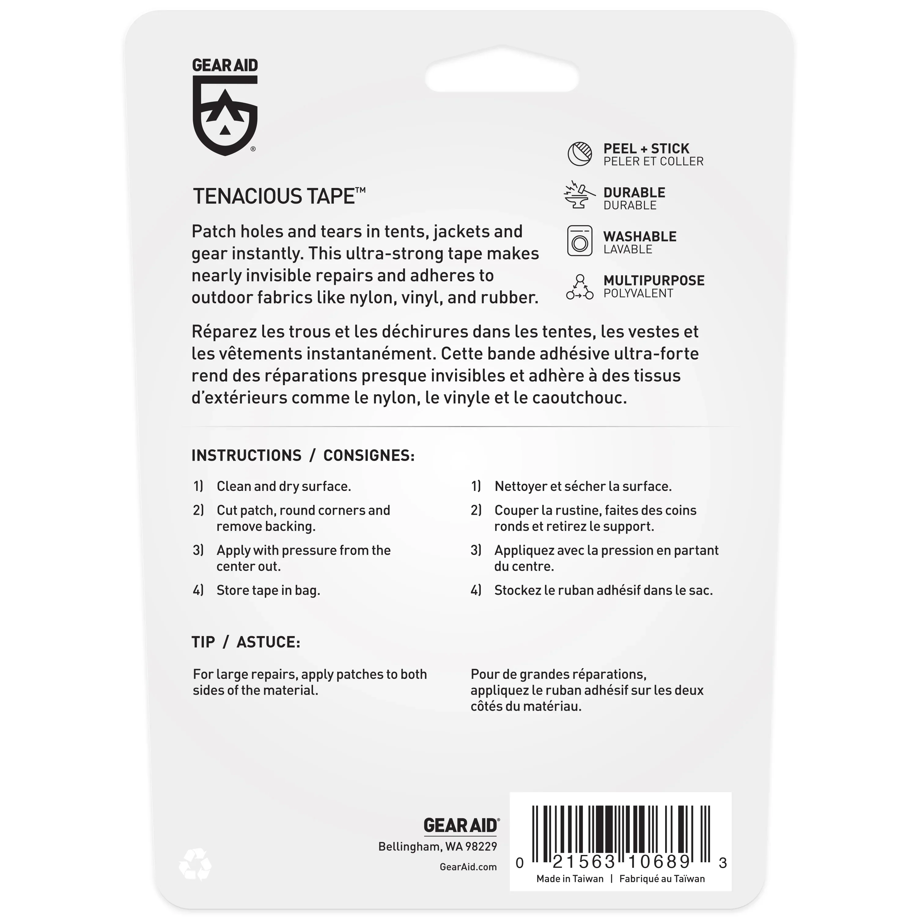 Gear Aid Tenacious Tape Repair Tape - Ripstop Nylon (Off White) - Image 3