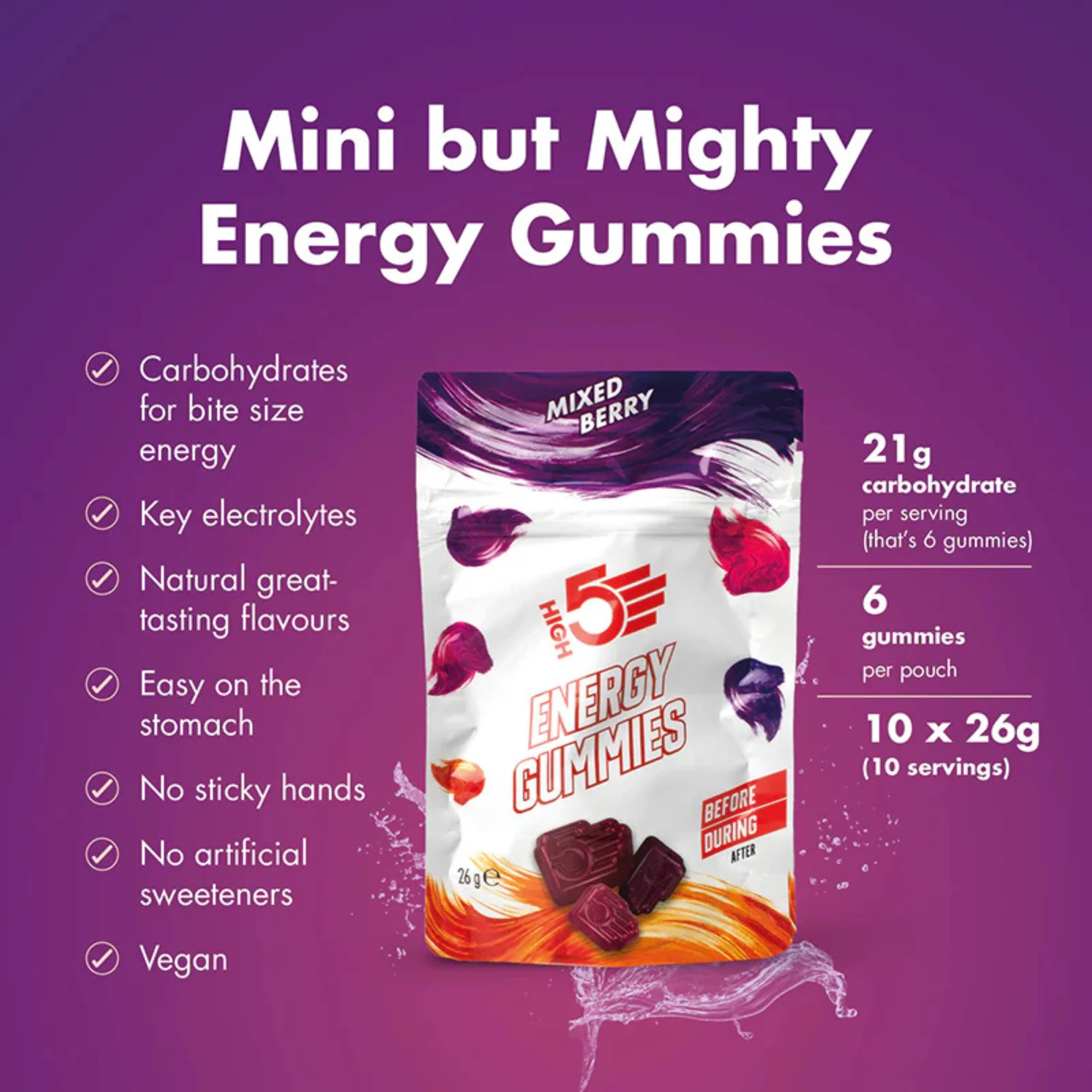 High 5 Energy 26g Pack of 6 Gummies (Mixed Berry) - Image 5