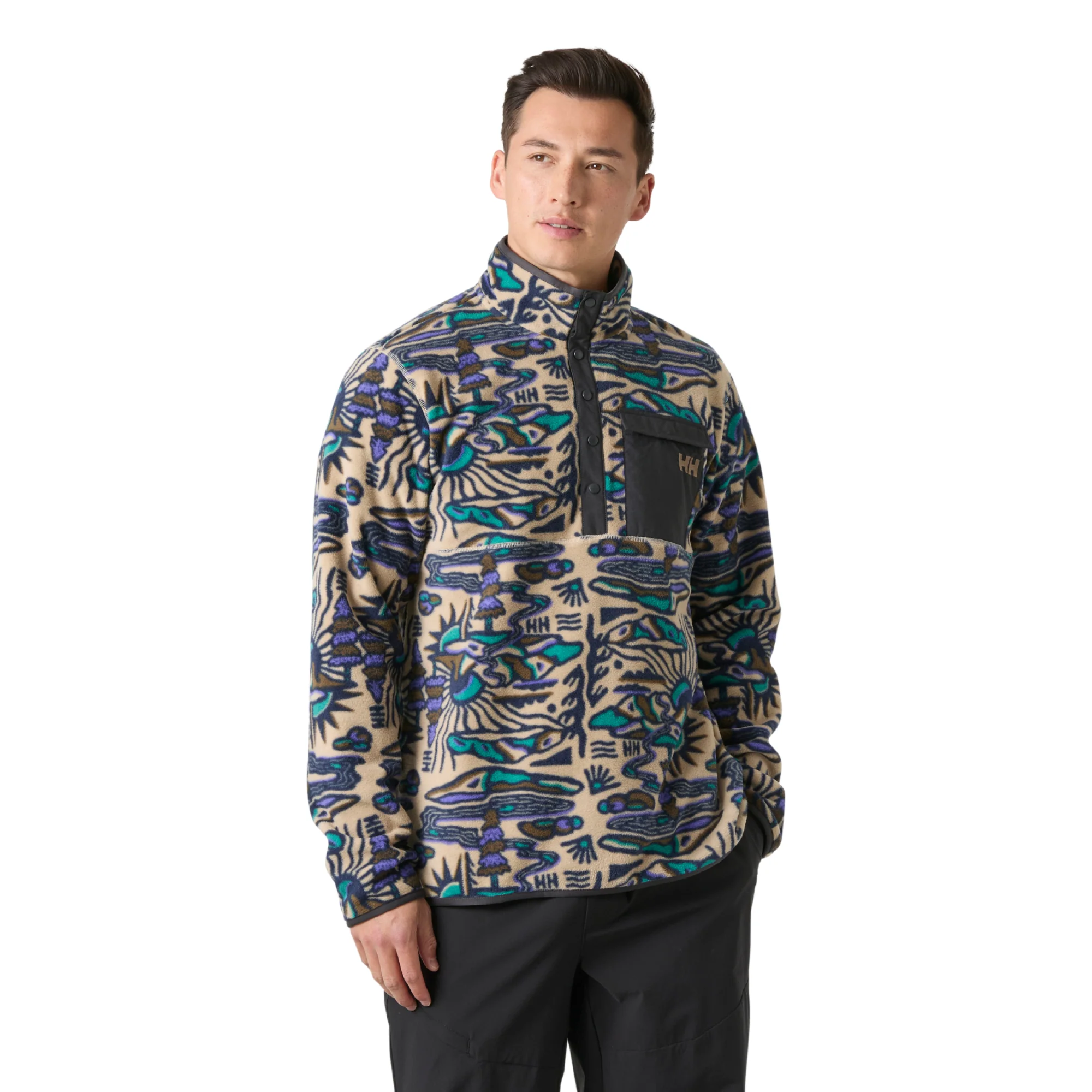 Helly Hansen Men's Maridalen Printed Half Snap Fleece (Khaki Rayco)
