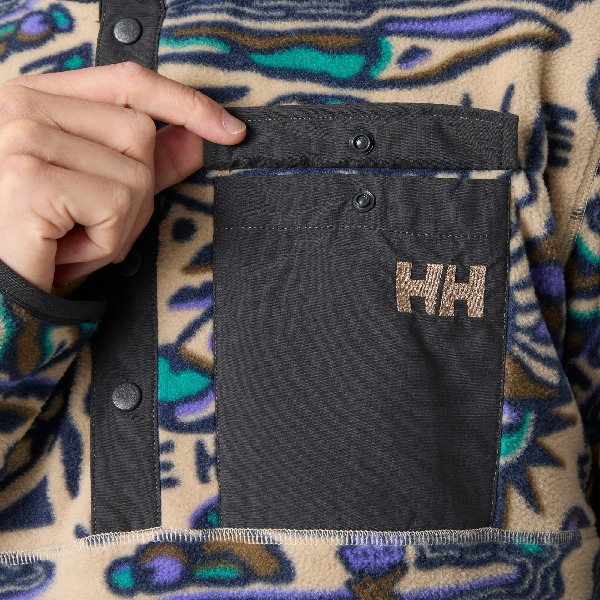 Helly Hansen Men's Maridalen Printed Half Snap Fleece (Khaki Rayco) - Image 3