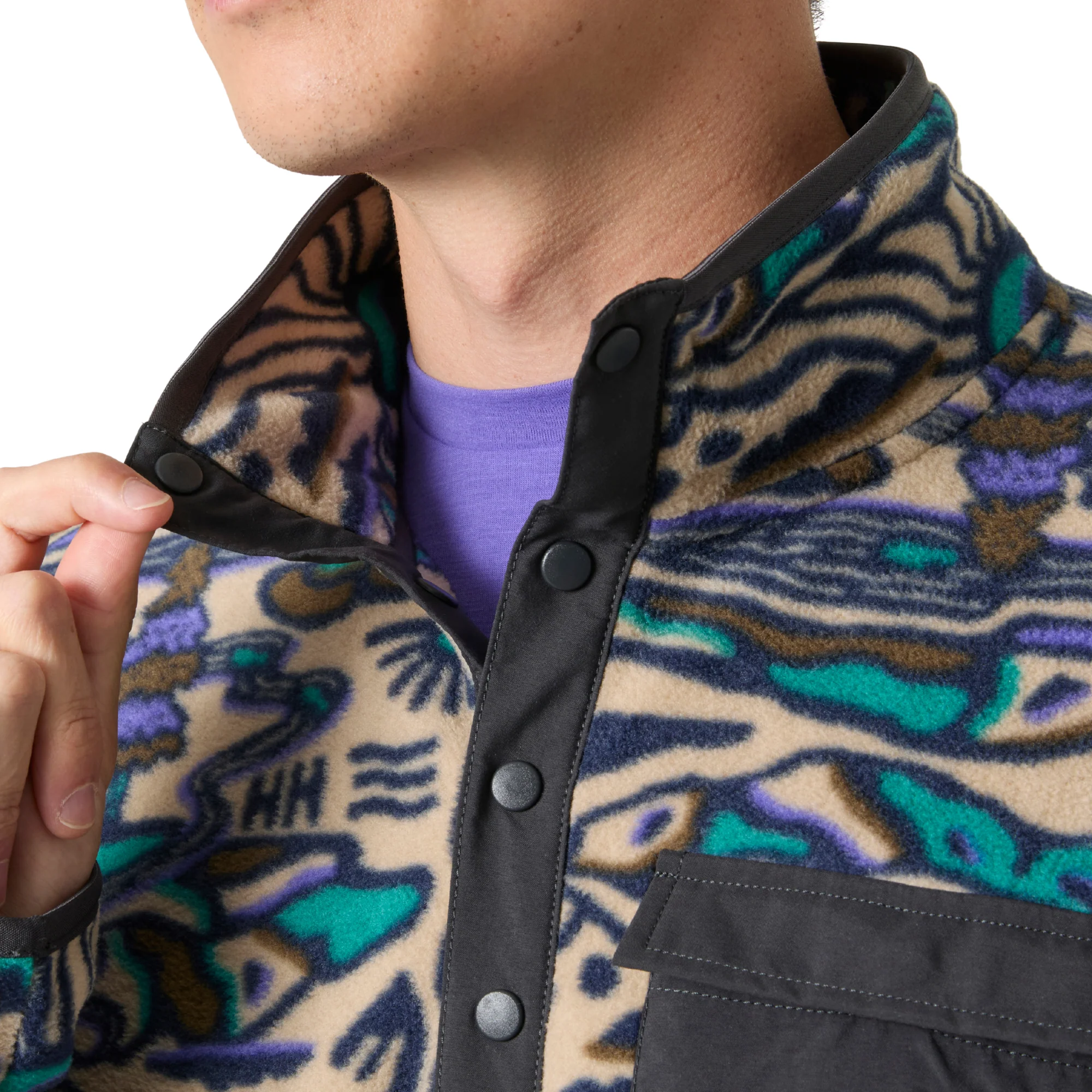Helly Hansen Men's Maridalen Printed Half Snap Fleece (Khaki Rayco) - Image 4