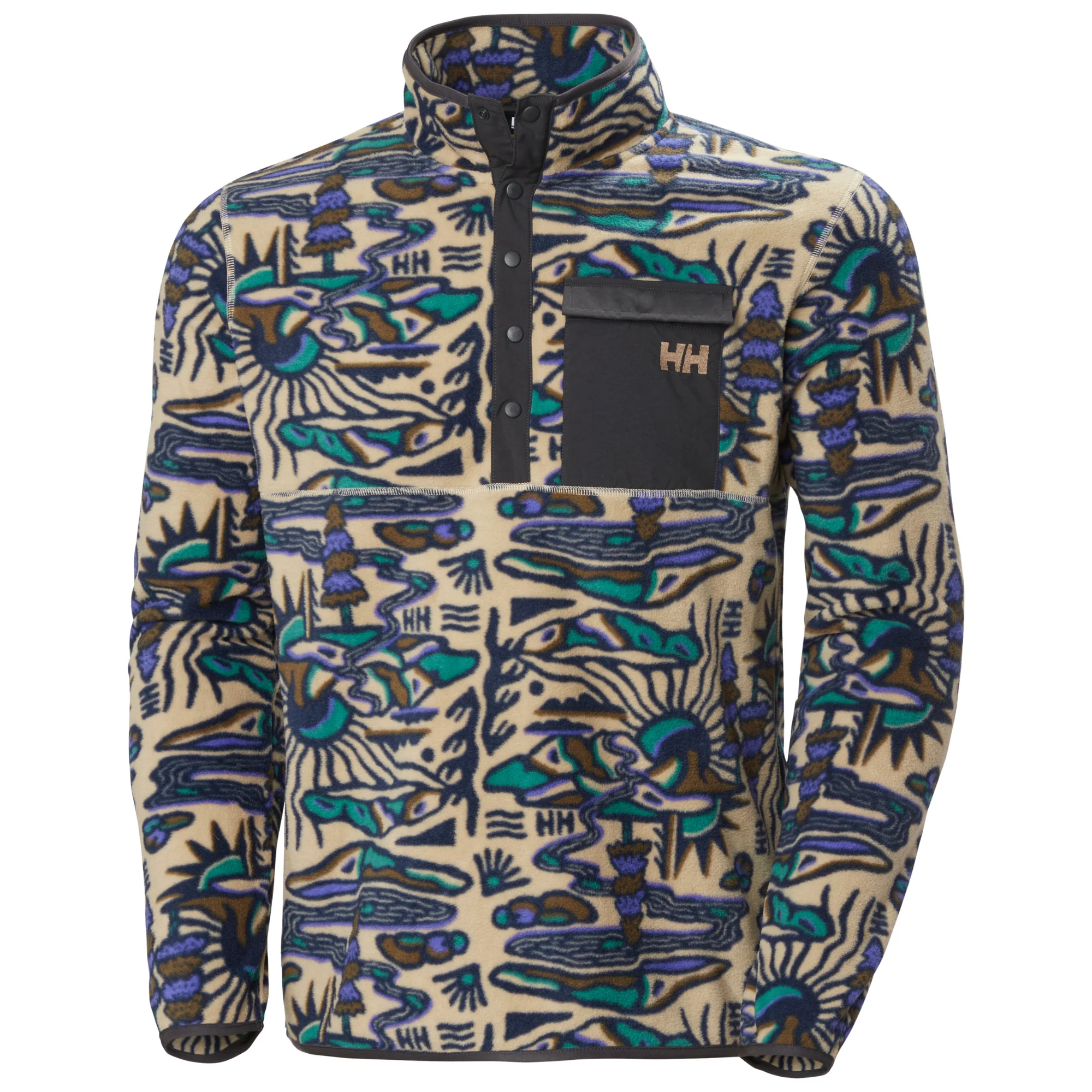 Helly Hansen Men's Maridalen Printed Half Snap Fleece (Khaki Rayco) - Image 5