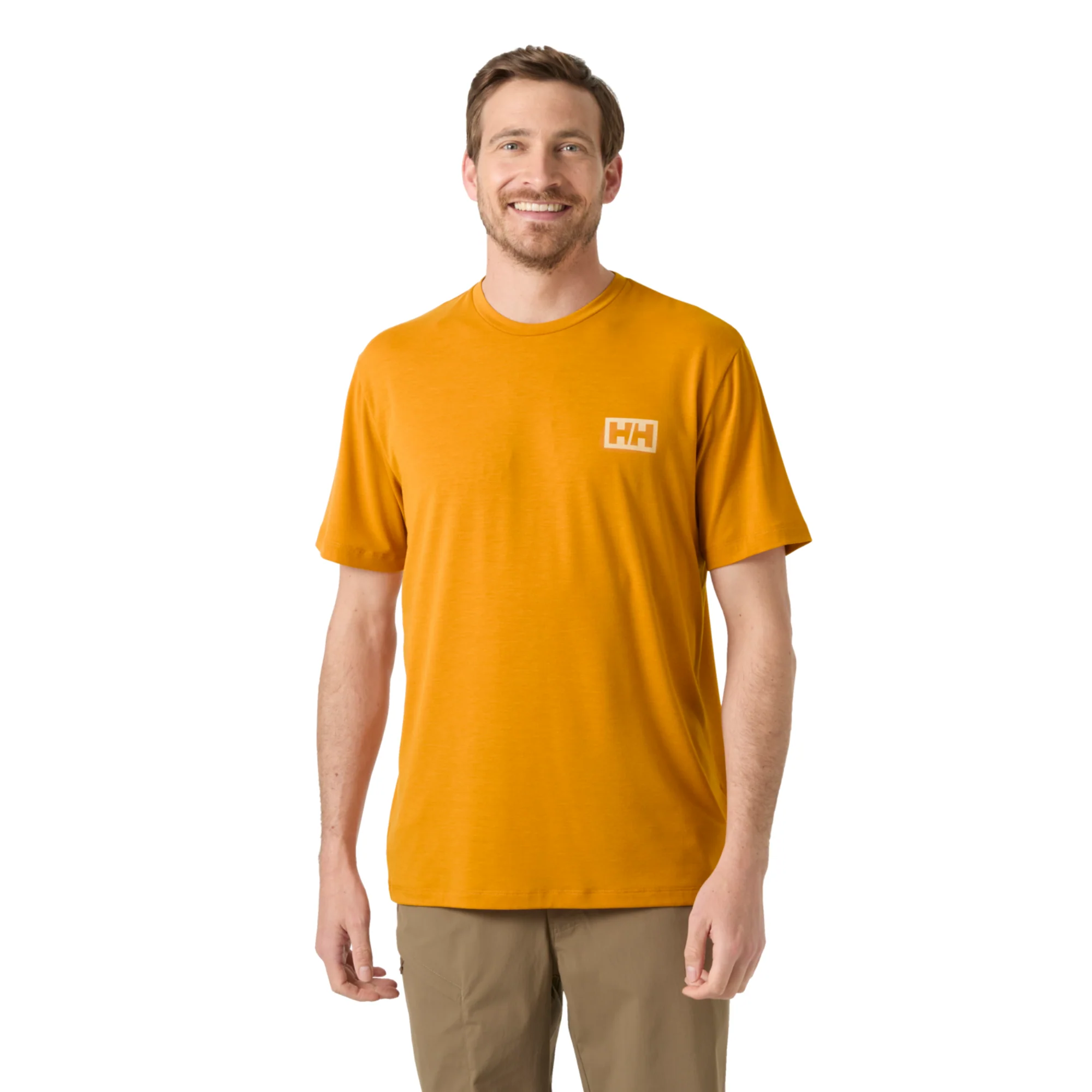 Helly Hansen Men's Skog UPF50 Recycled Graphic Short Sleeve Tee (Mustard) - Image 2