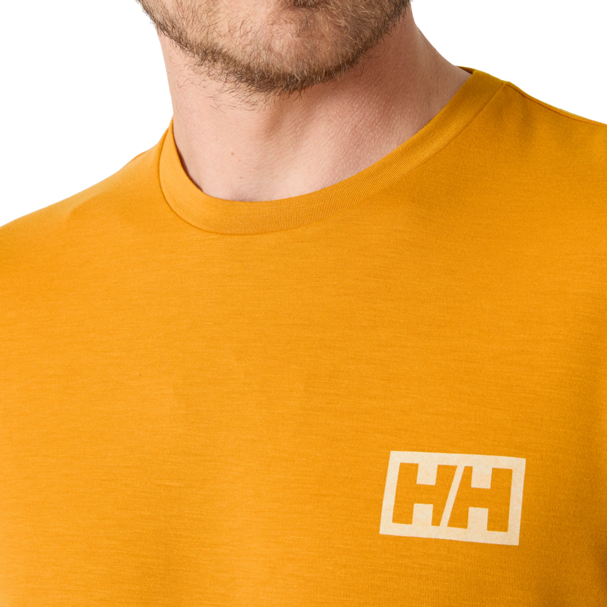 Helly Hansen Men's Skog UPF50 Recycled Graphic Short Sleeve Tee (Mustard) - Image 4