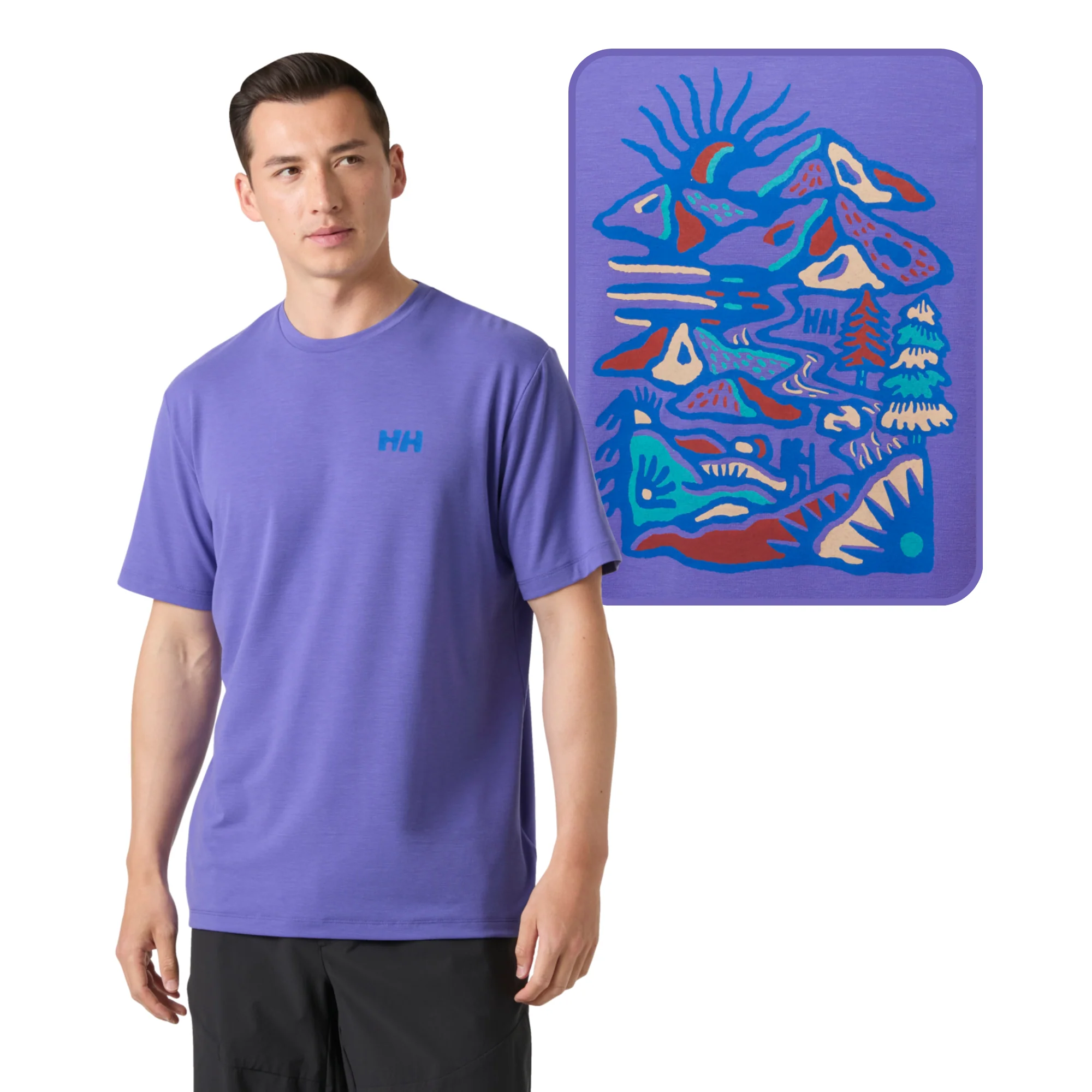 Helly Hansen Men's Skog UPF50 Recycled Graphic Short Sleeve Tee (Ultra Violet)