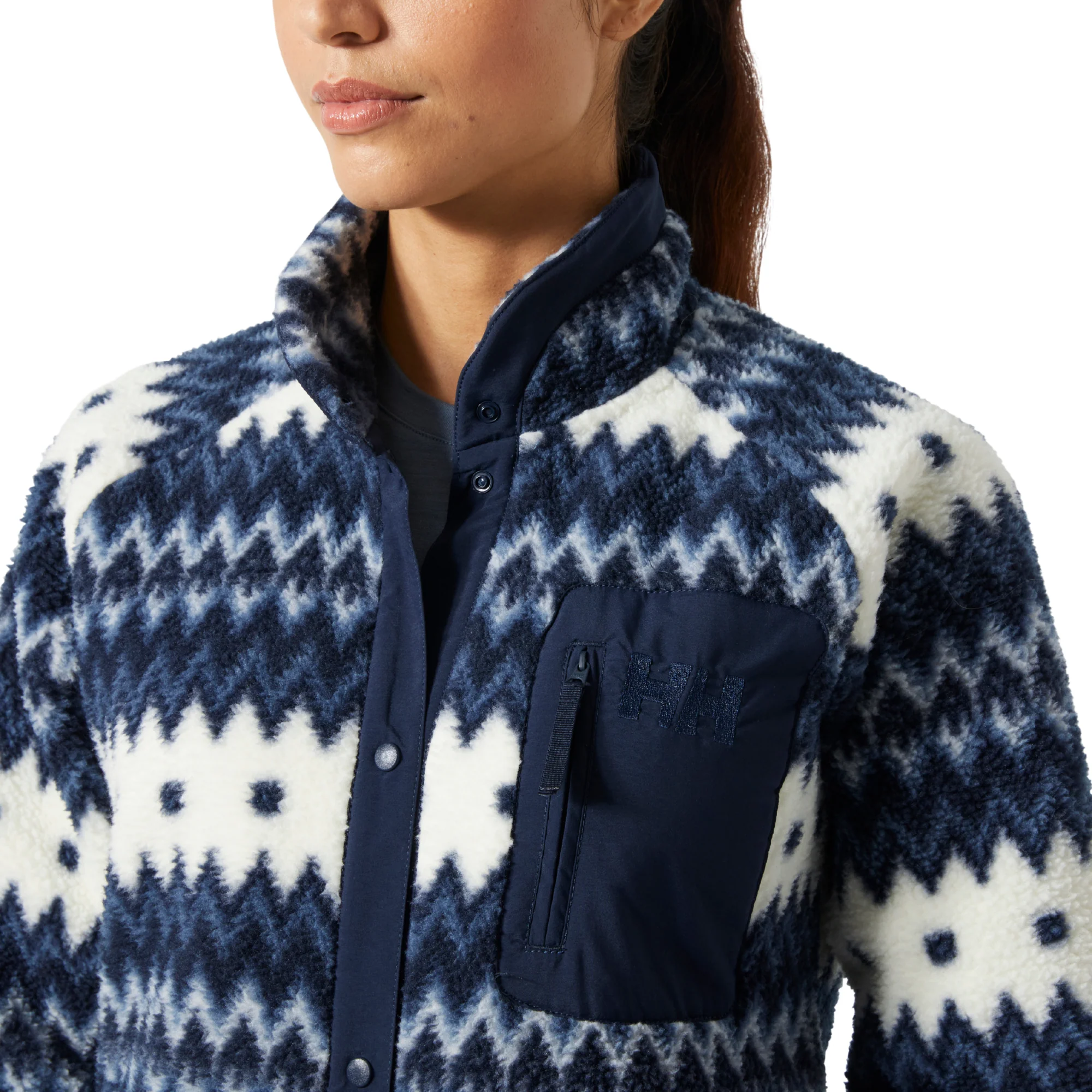 Helly Hansen Women's Imperial Printed Pile Full Snap Fleece (Navy Nordic AOP) - Image 3