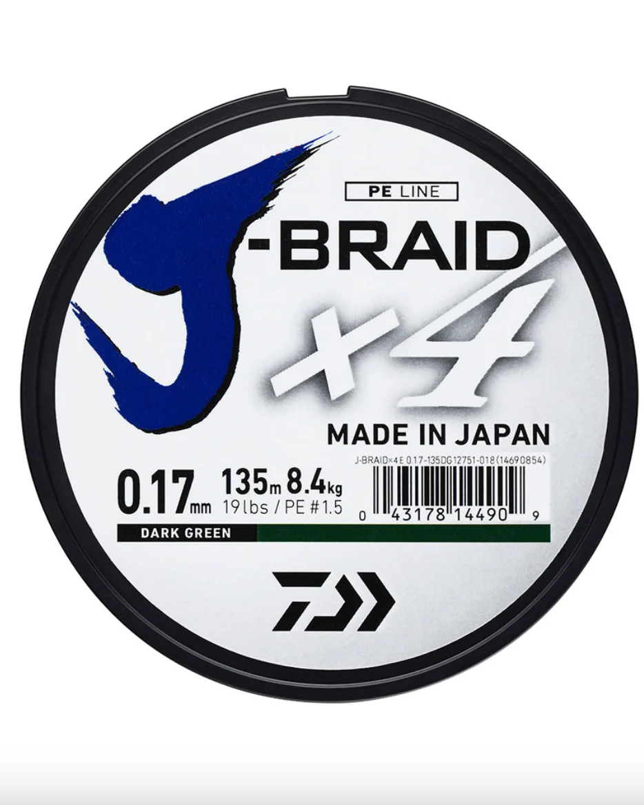 Daiwa J-Braid X4E (19lbs/0.17mm/135m)(Dark Green) - Image 2