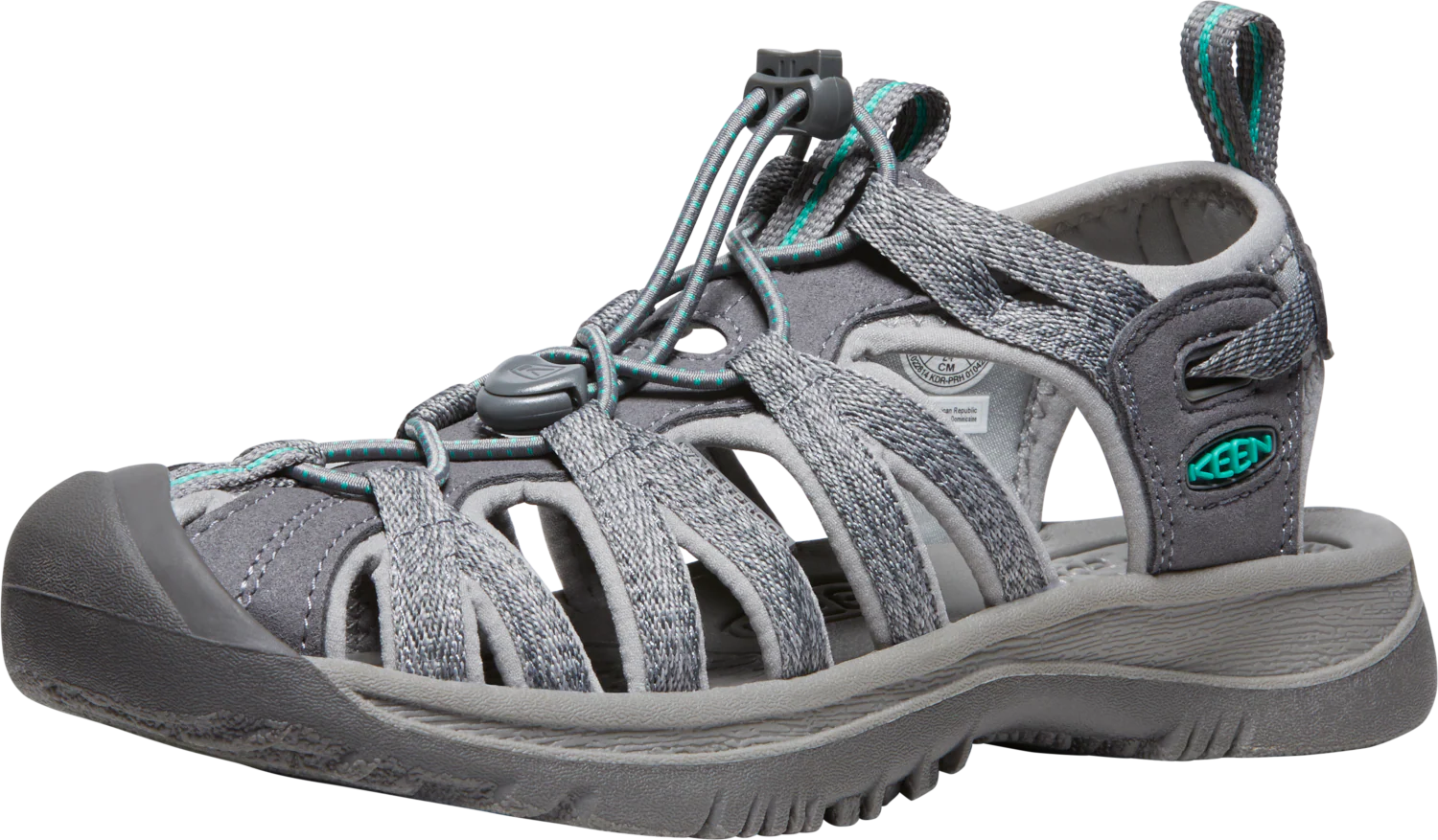 Keen Women's Whisper Closed Toe Sandals (Medium Grey/Peacock Green) - Image 3