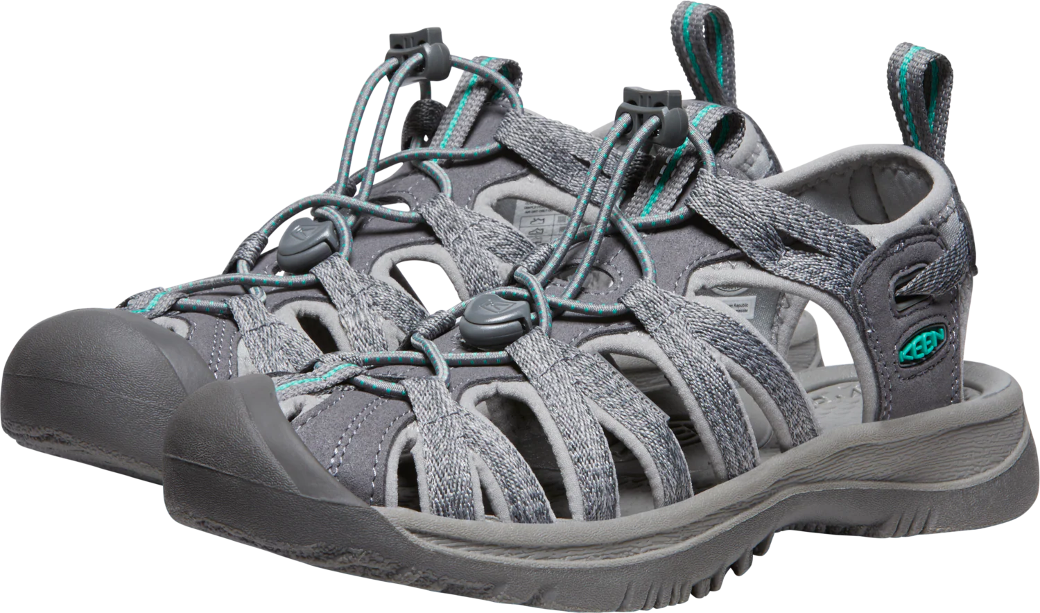 Keen Women's Whisper Closed Toe Sandals (Medium Grey/Peacock Green) - Image 6