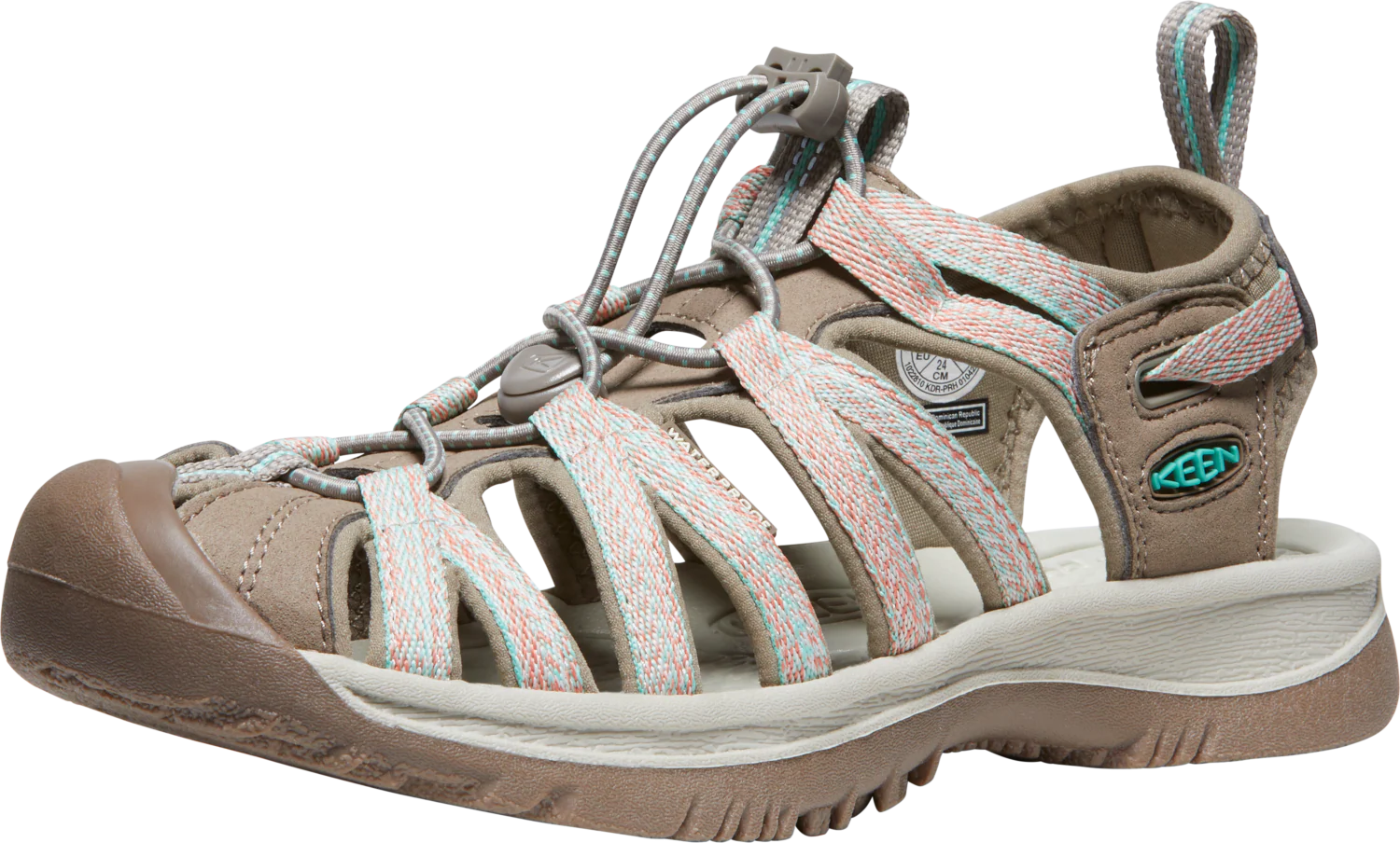 Keen Women's Whisper Closed Toe Sandals (Taupe/Coral) - Image 4