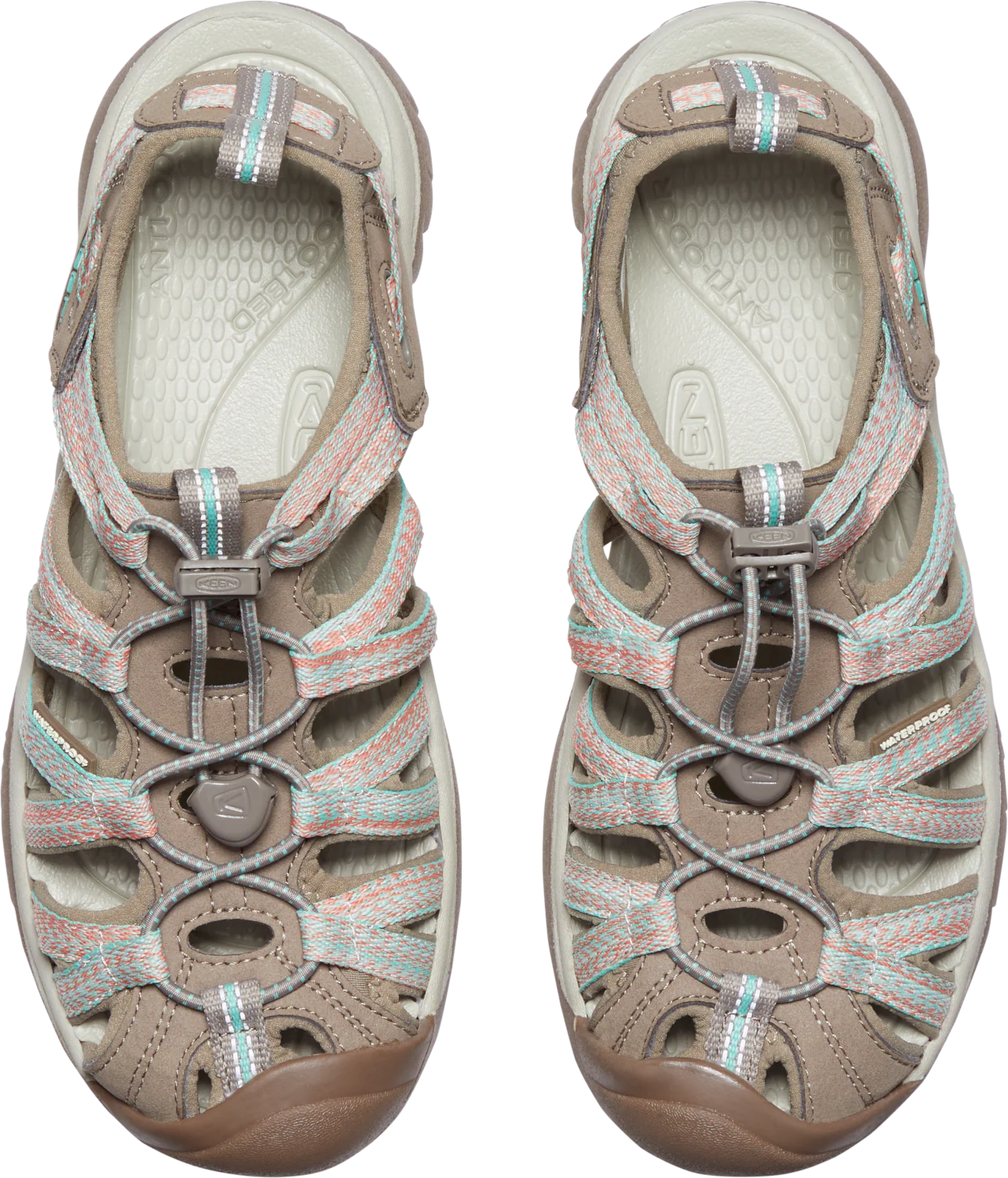 Keen Women's Whisper Closed Toe Sandals (Taupe/Coral) - Image 7