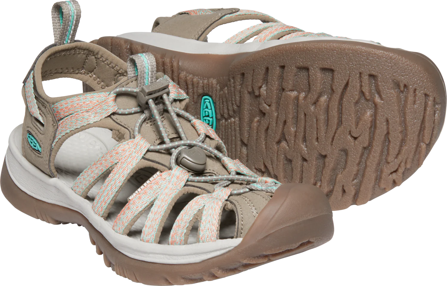 Keen Women's Whisper Closed Toe Sandals (Taupe/Coral) - Image 9