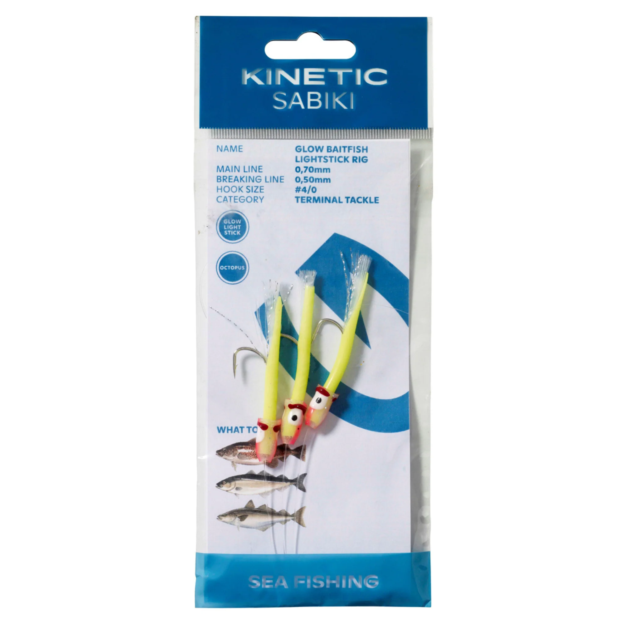 Kinetic Sabiki Glow Baitfish Lightstick 3 Hook Rig (#4/0)(Yellow/Pink)
