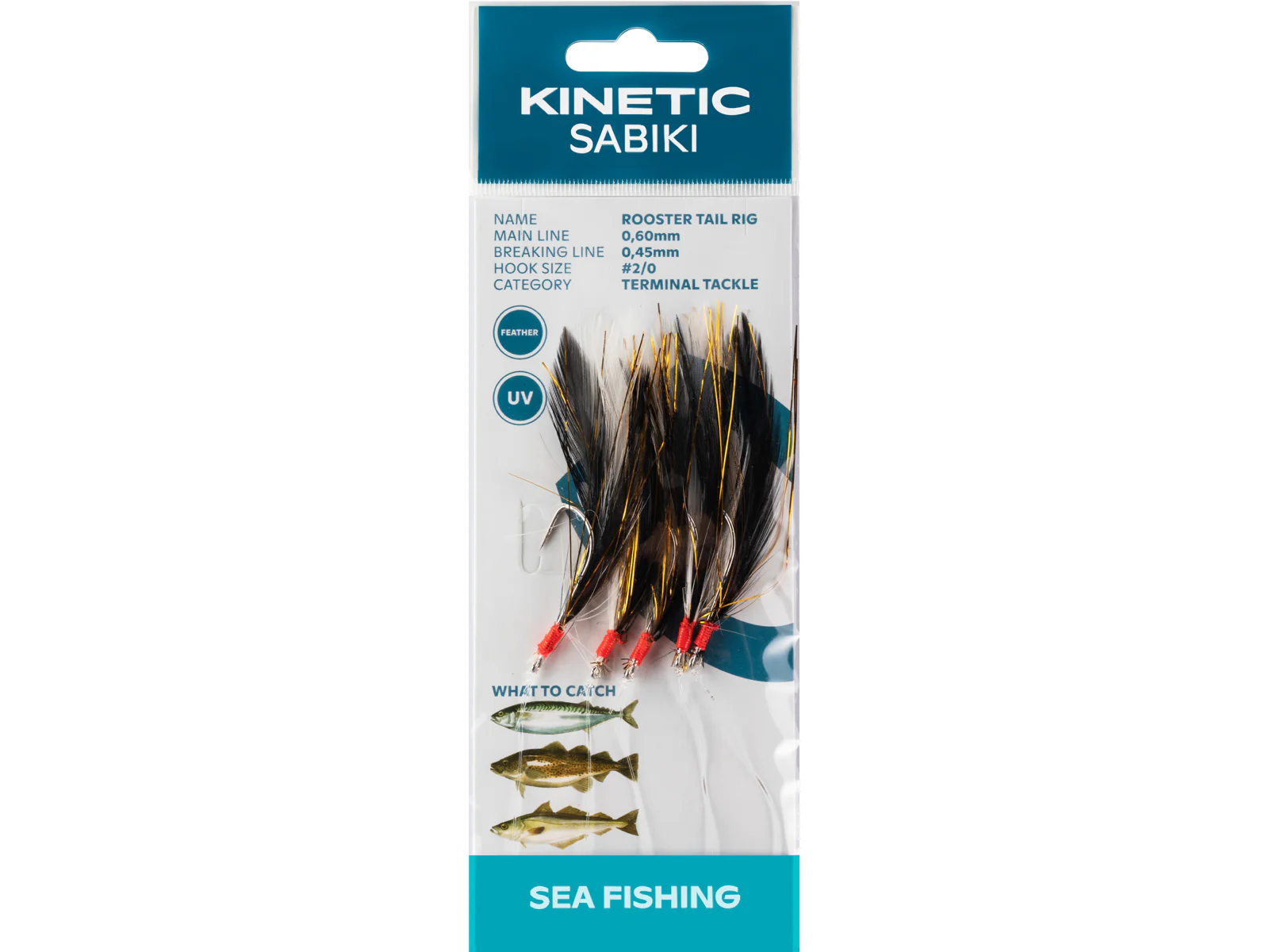 Kinetic Sabiki Rooster Tail 5 Hook Rig (#2/0)(Black/Copper Flash)