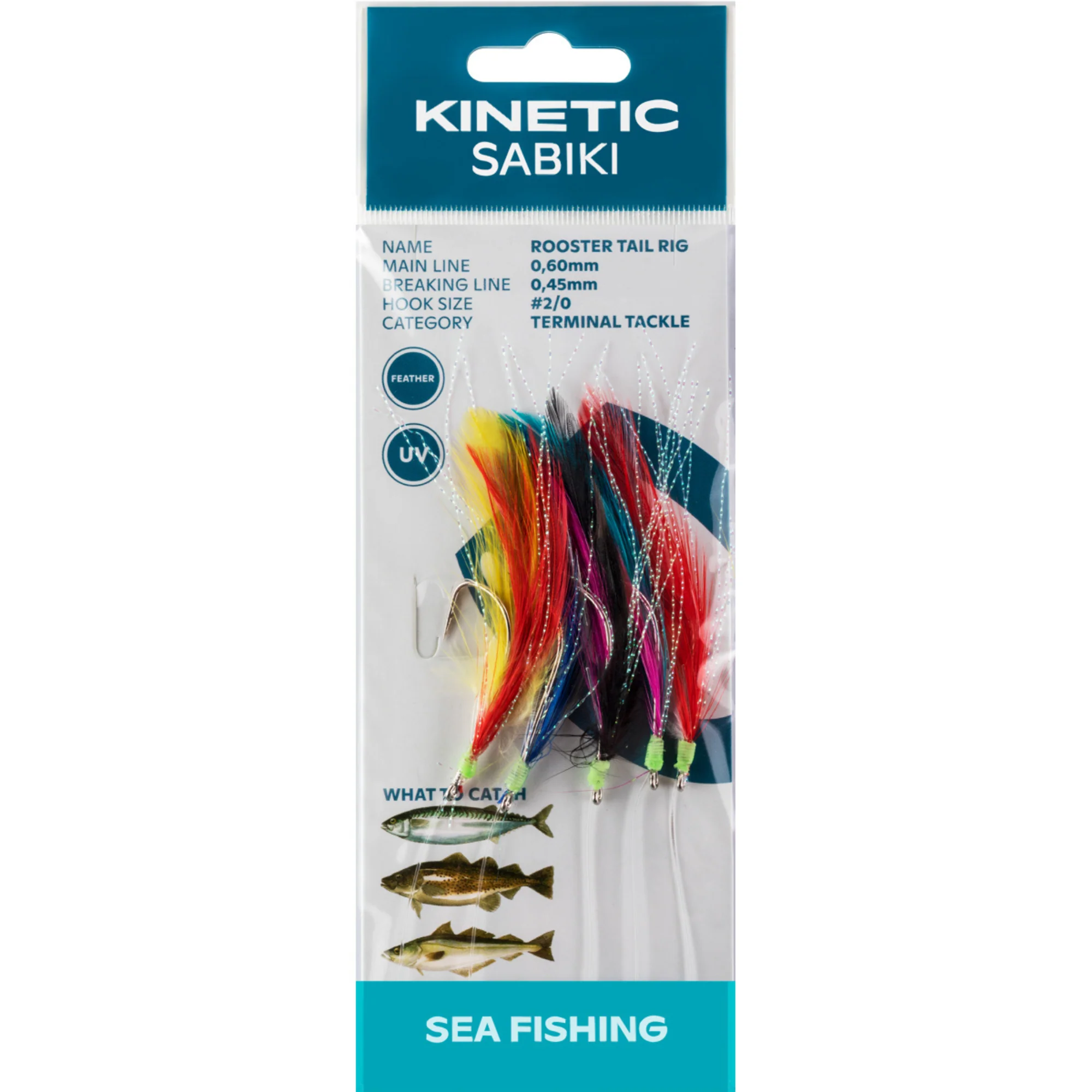 Kinetic Sabiki Rooster Tail 5 Hook Rig (#2/0)(Multicolour)