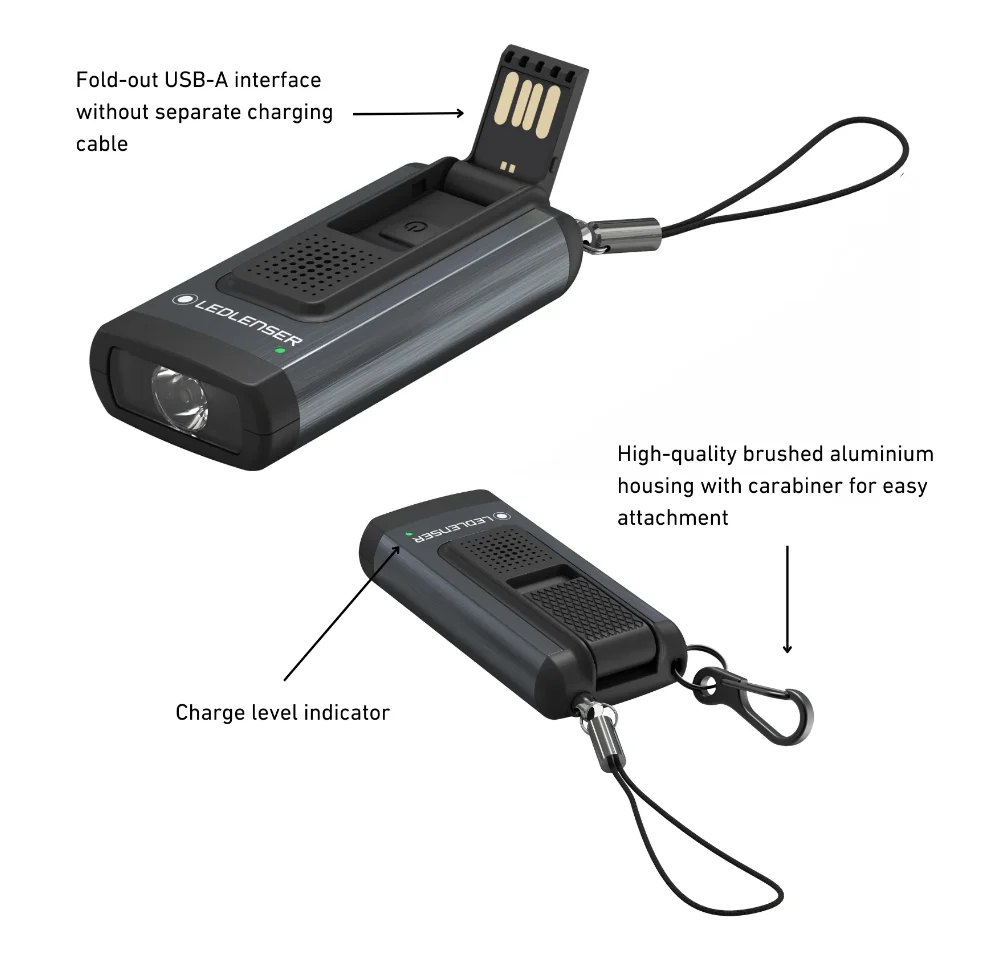 Ledlenser K6R Safety Rechargable LED Keyring Torch (Grey) - Image 2