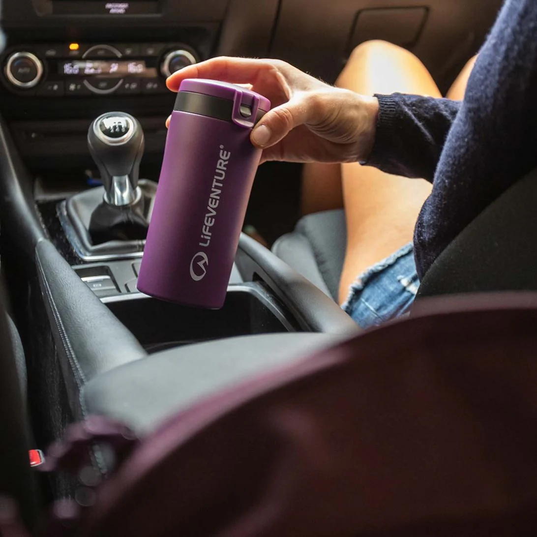 Lifeventure Flip Top Thermal 300ml Travel Mug (Matt Purple) - Image 3