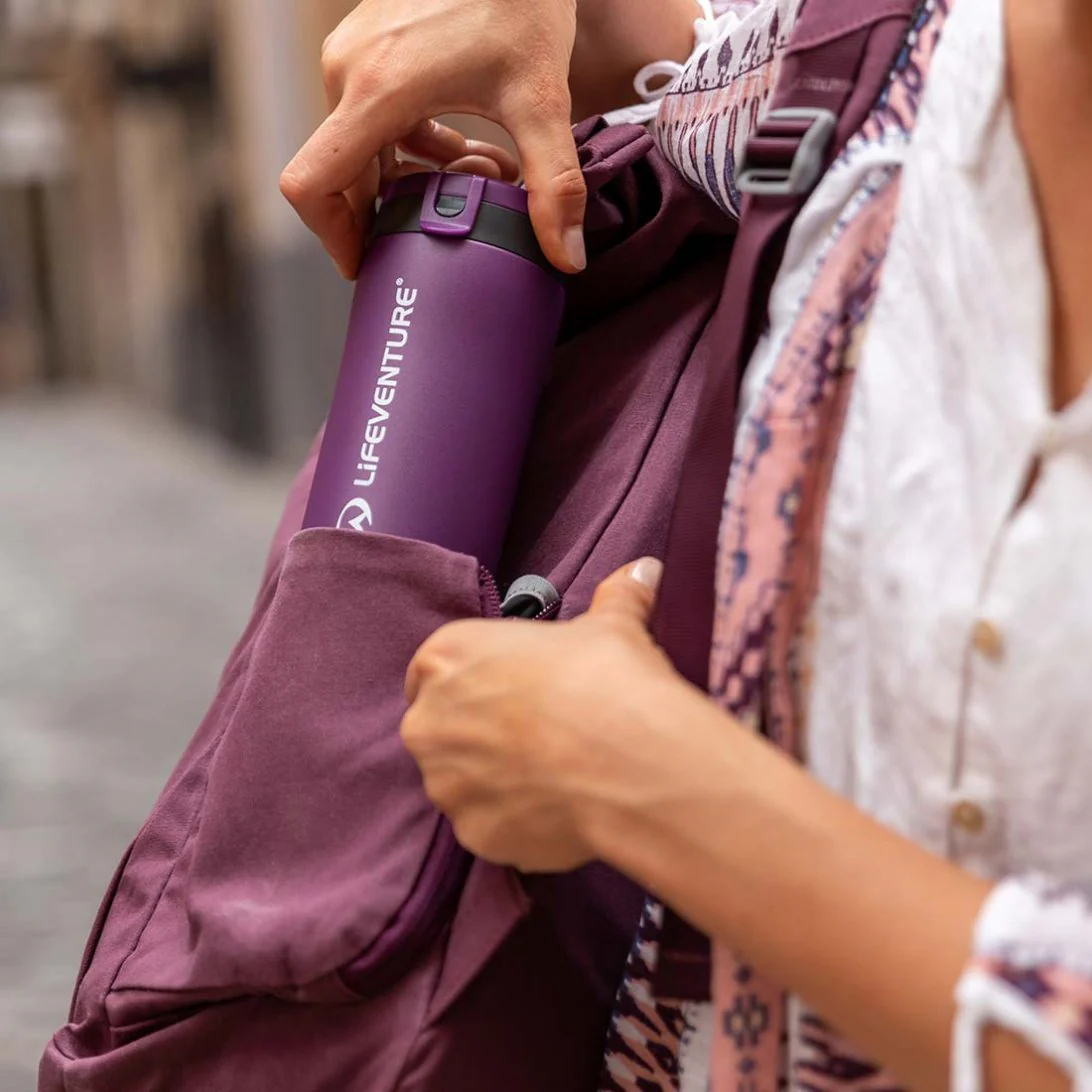 Lifeventure Flip Top Thermal 300ml Travel Mug (Matt Purple) - Image 4
