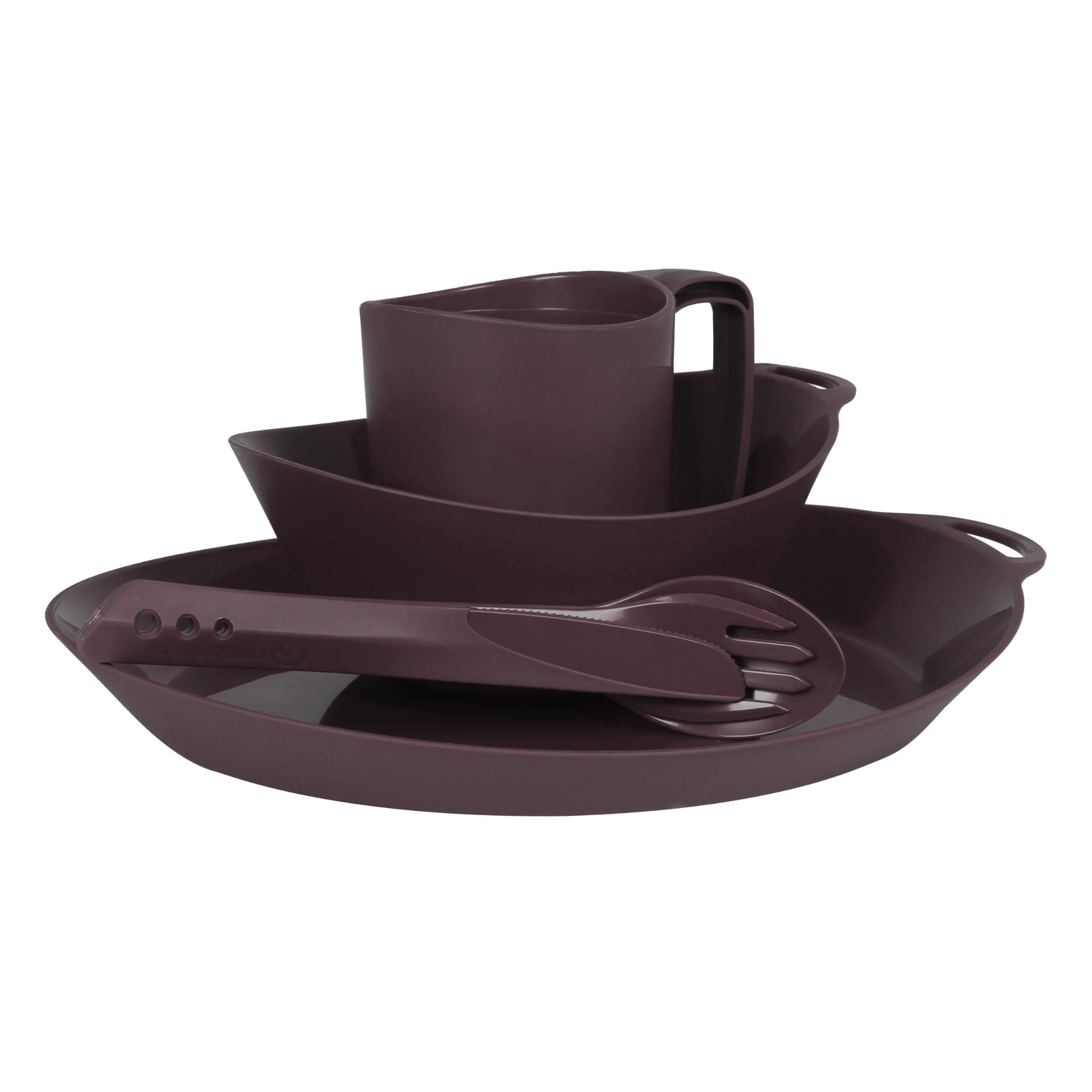 Lifeventure Ellipse 4 Piece Camping Tableware Set (Purple)