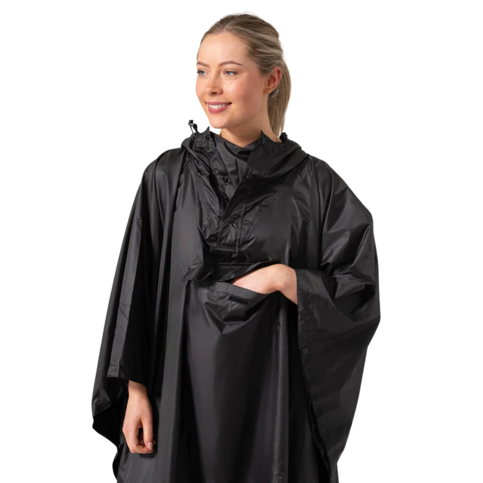 Mac-In-A-Sac Unisex Waterproof Poncho (Black) - Image 6