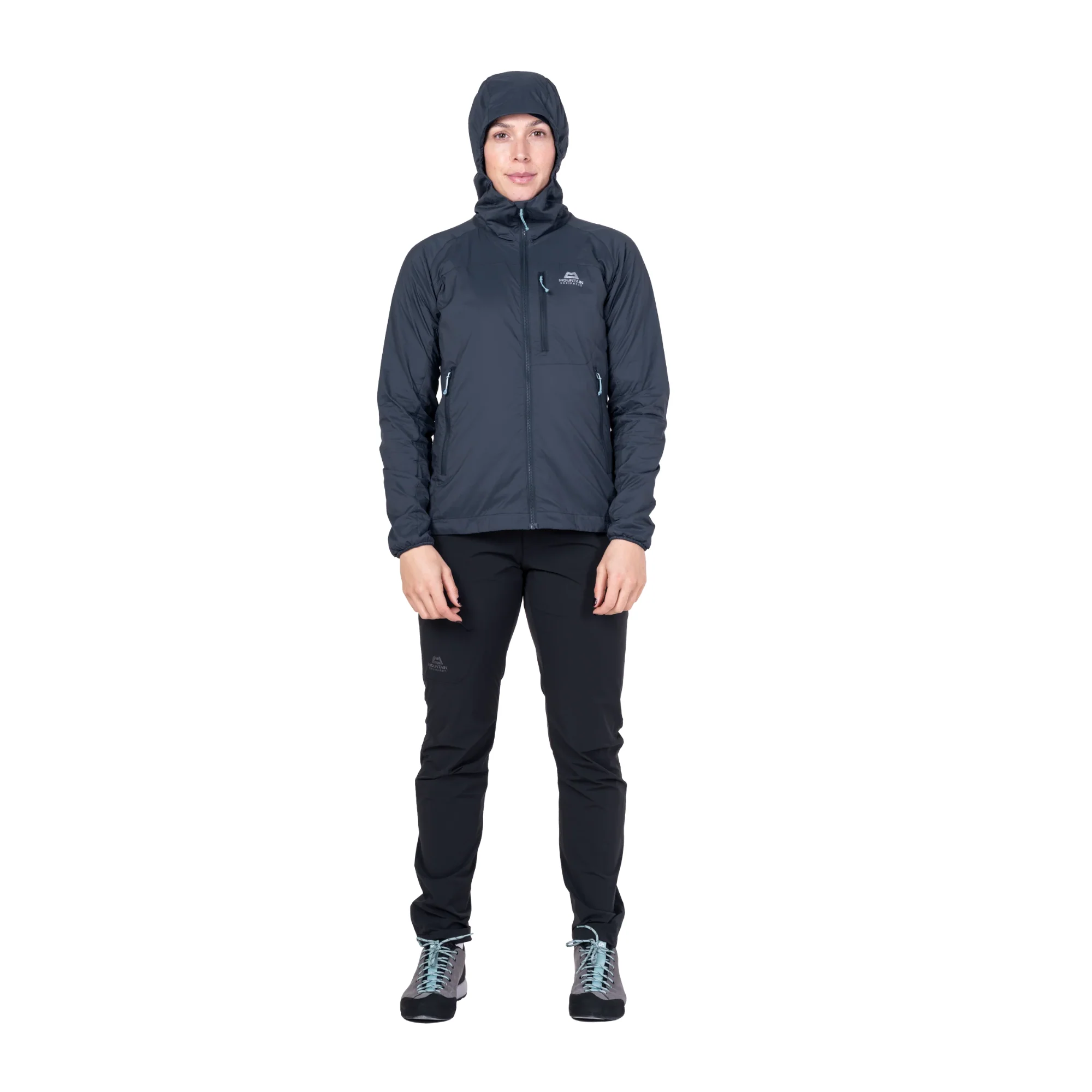Mountain Equipment Women's Aerotherm Hooded Softshell Jacket (Blue Nights) - Image 12