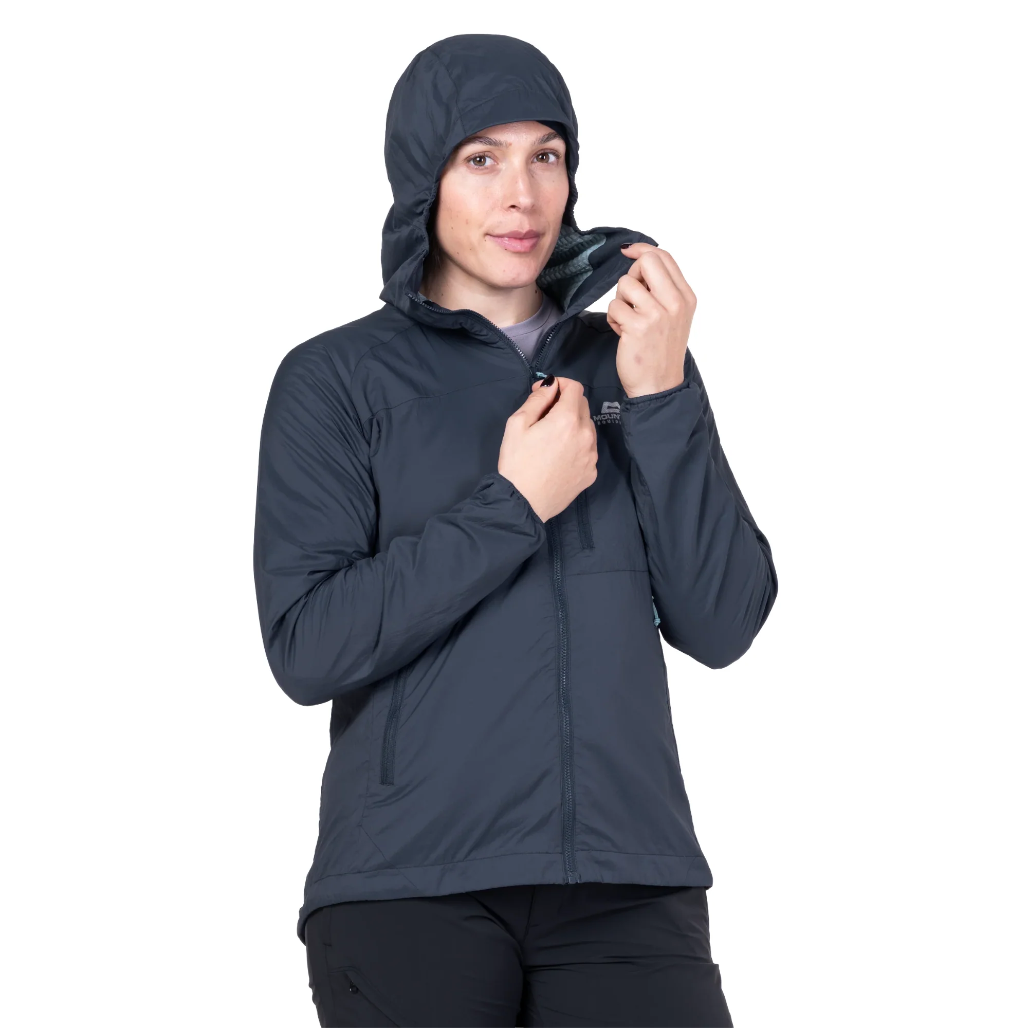 Mountain Equipment Women's Aerotherm Hooded Softshell Jacket (Blue Nights) - Image 3