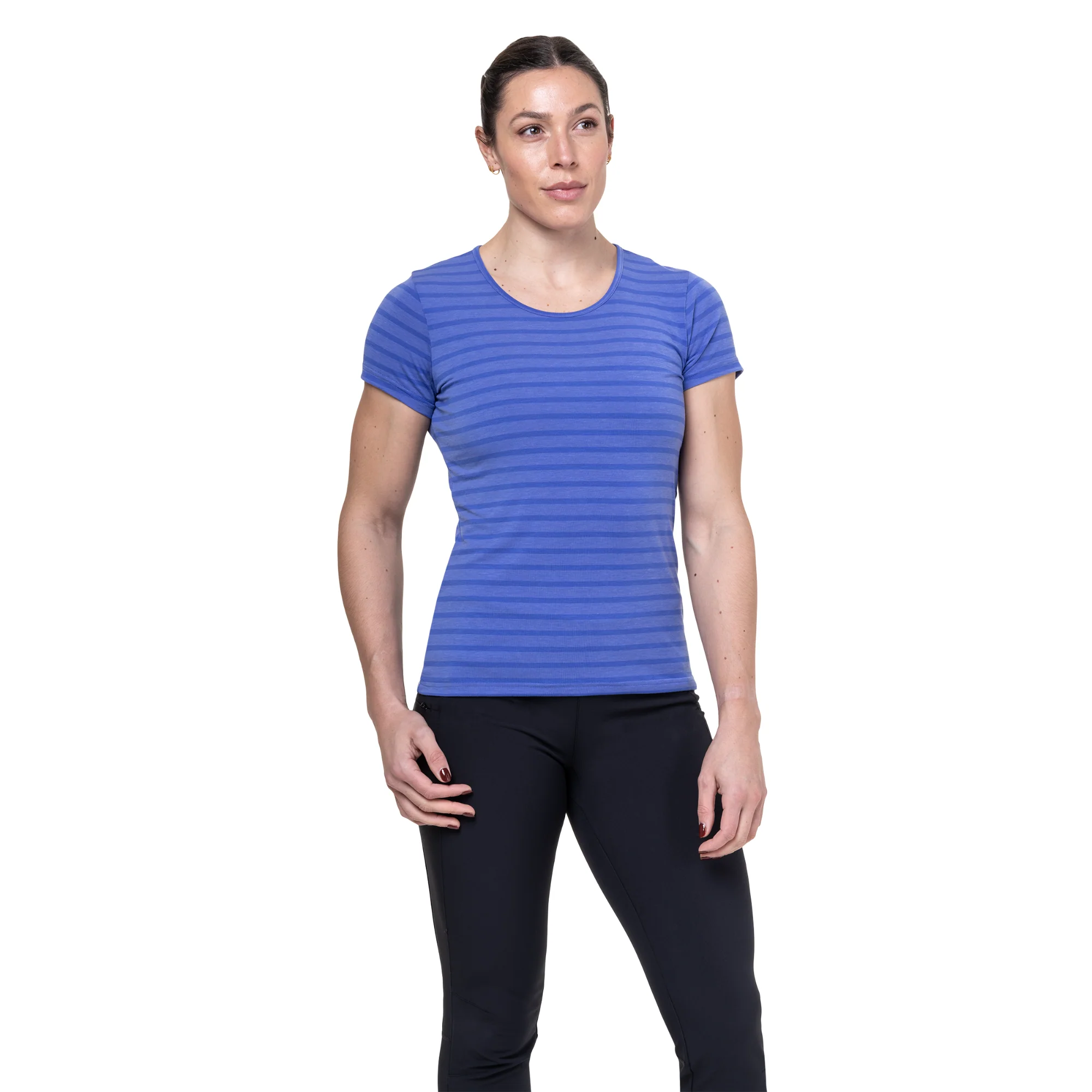 Mountain Equipment Women's Groundup Stripe Short Sleeve Technical Tee (Vivid Stripe) - Image 2