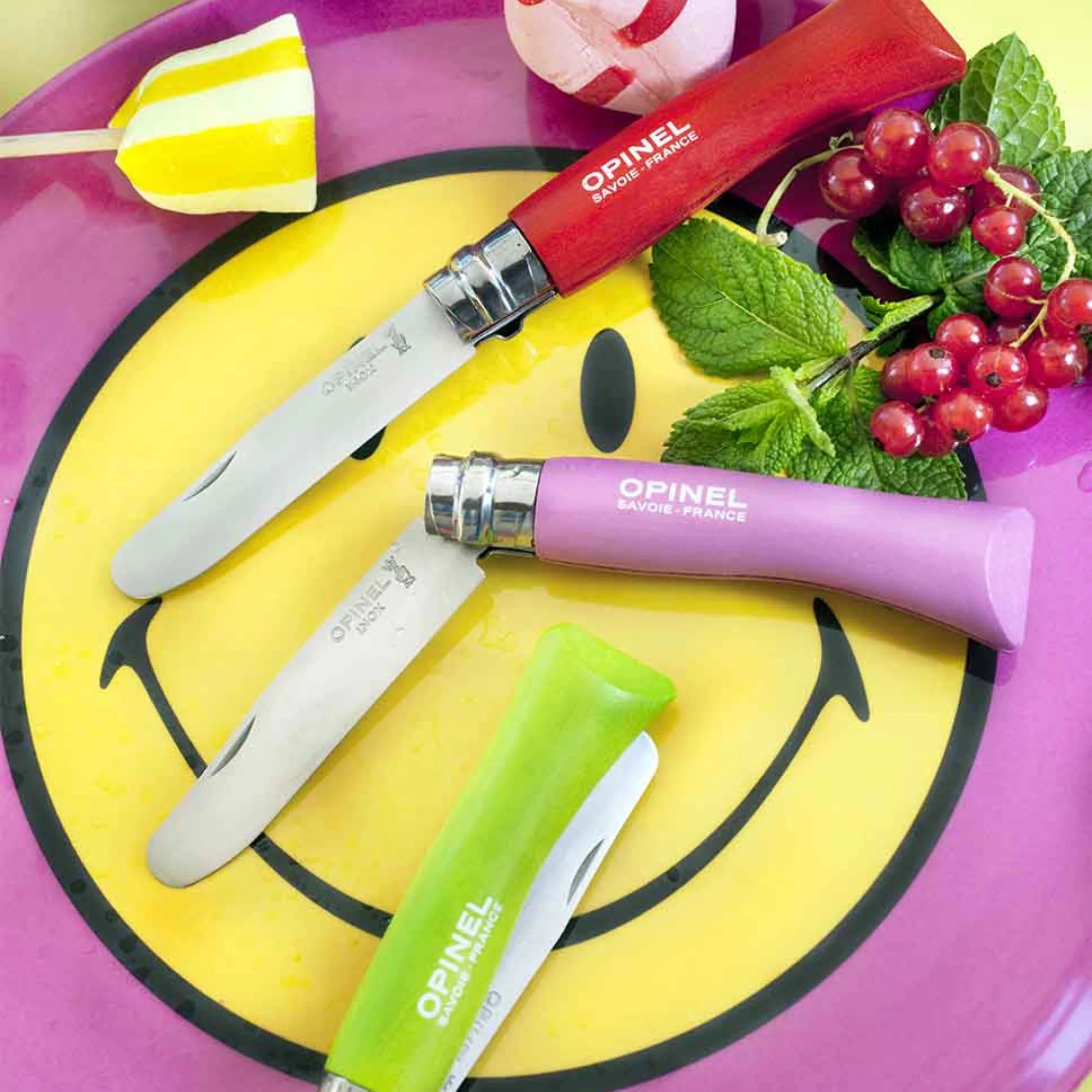 My First Opinel Kids #7 Stainless Steel Round Ended Knife (Fuchsia) - Image 3