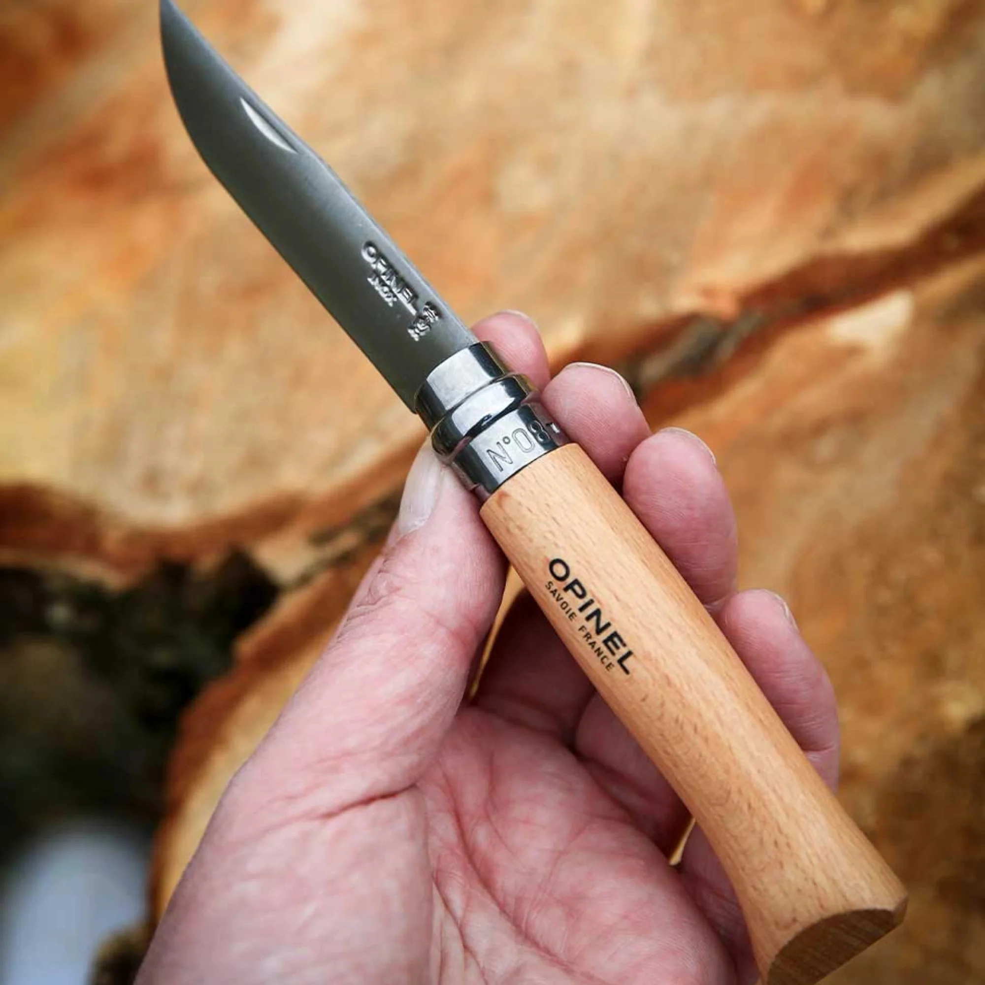 Opinel #8 Stainless Steel Folding Pocket Knife (Blister Packed) - Image 4