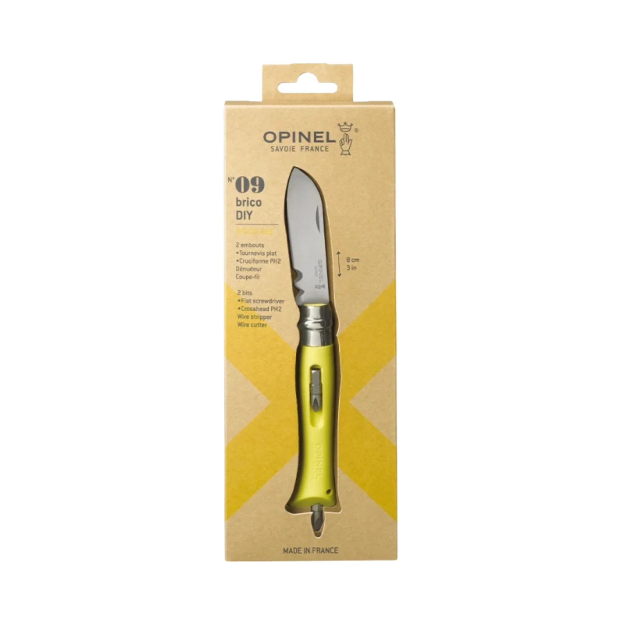 Opinel #9 DIY Stainless Steel Folding Tool Knife (Yellow) - Image 2