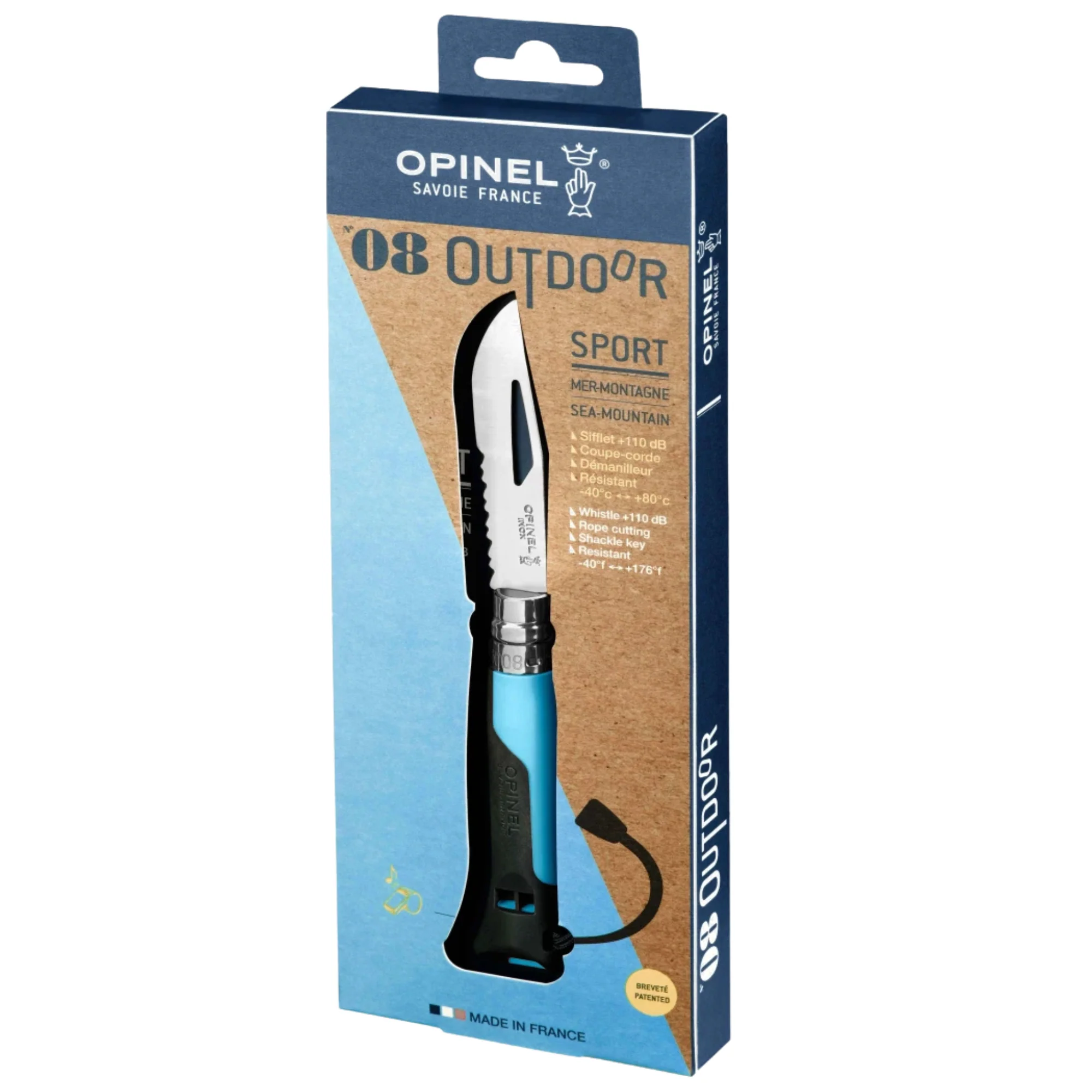 Opinel #8 Stainless Steel Outdoor Knife (Blue) - Image 2