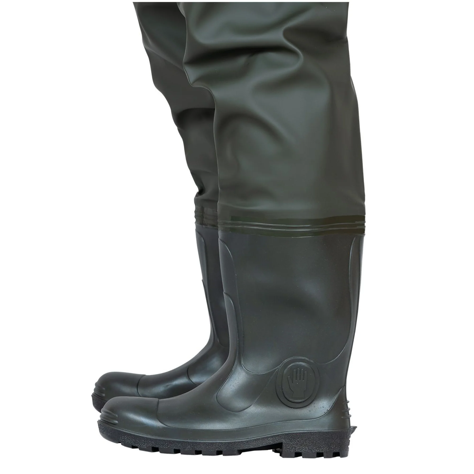 Pros Unisex PVC/Polyester Bootfoot Thigh Waders (Olive Green) - Image 5
