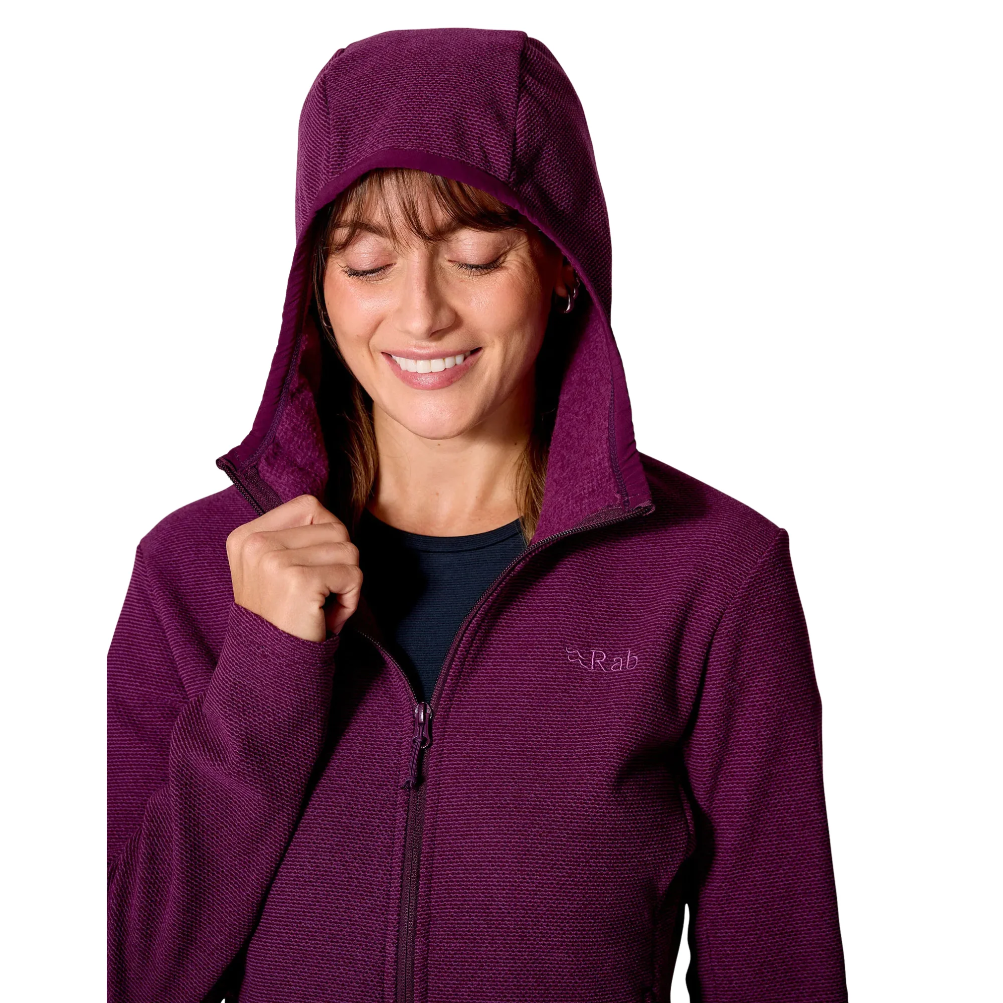 Rab Women's Stavel Hooded Full Zip Fleece (Mulberry) - Image 3