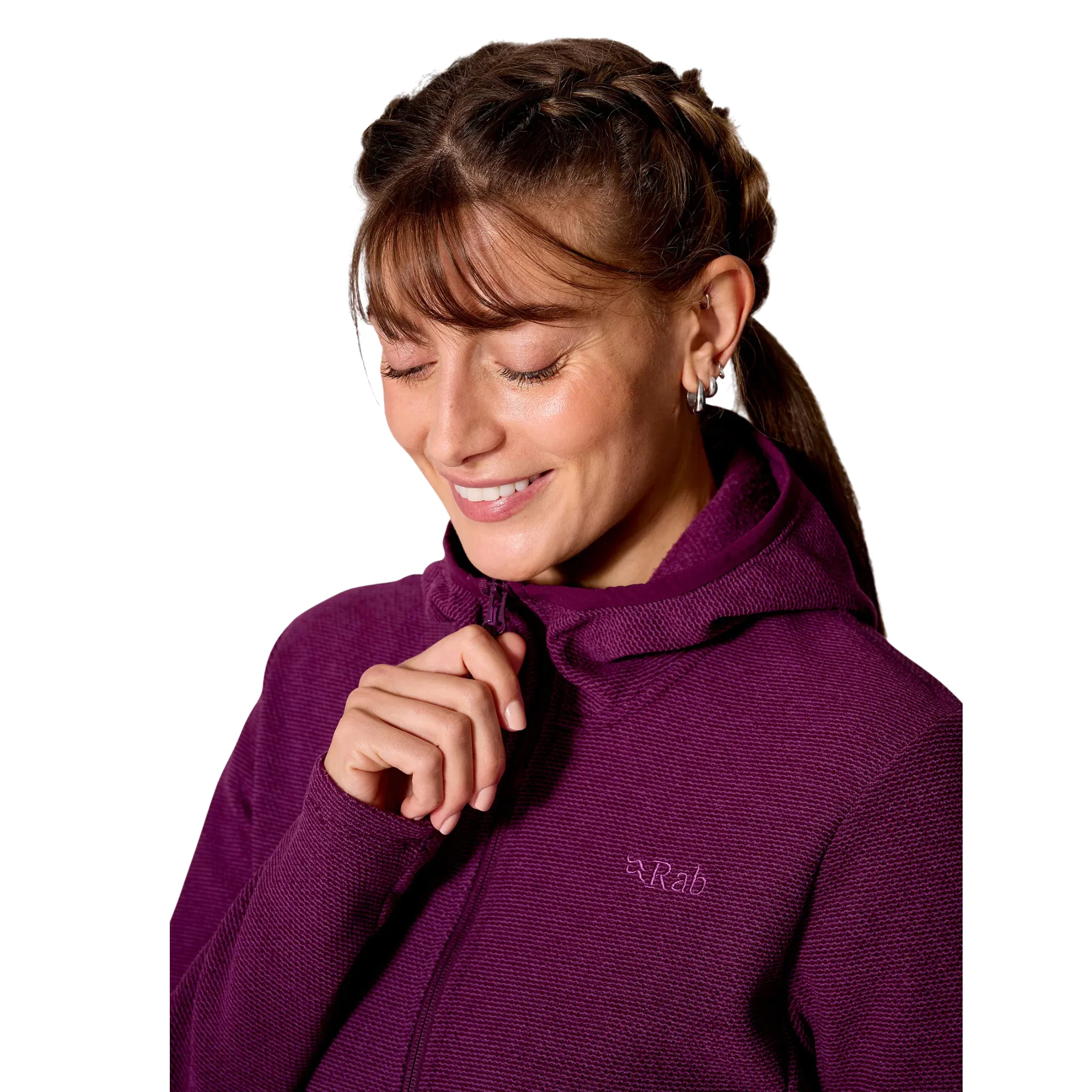 Rab Women's Stavel Hooded Full Zip Fleece (Mulberry) - Image 4