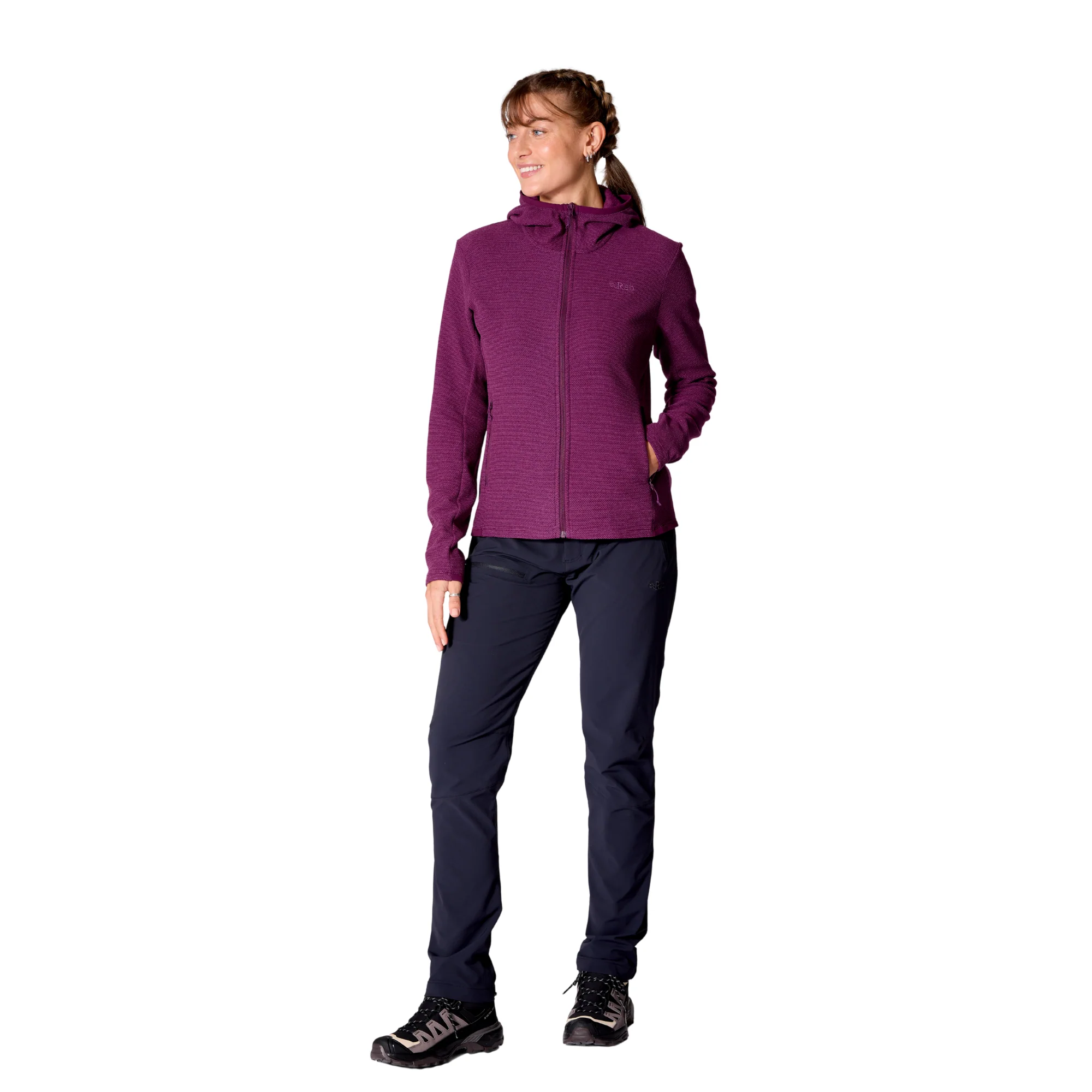 Rab Women's Stavel Hooded Full Zip Fleece (Mulberry) - Image 9