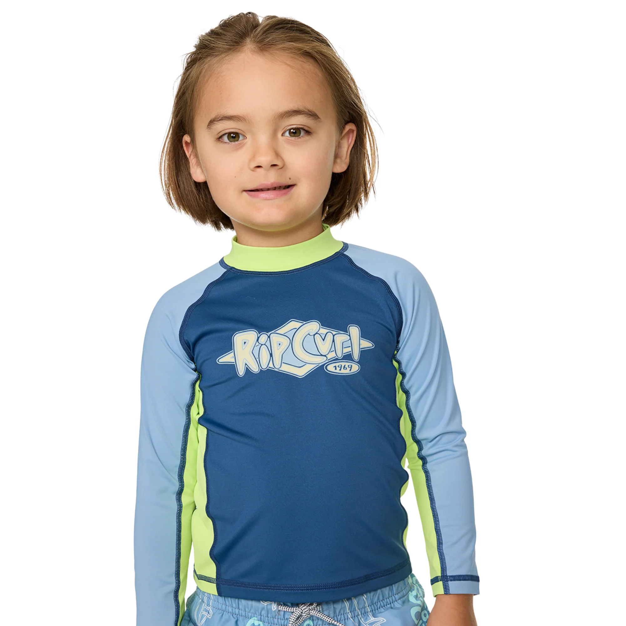 Rip Curl Kids Ride The Wave UPF50 Long Sleeve Rash Vest (Light Navy)(Ages 1-8) - Image 2